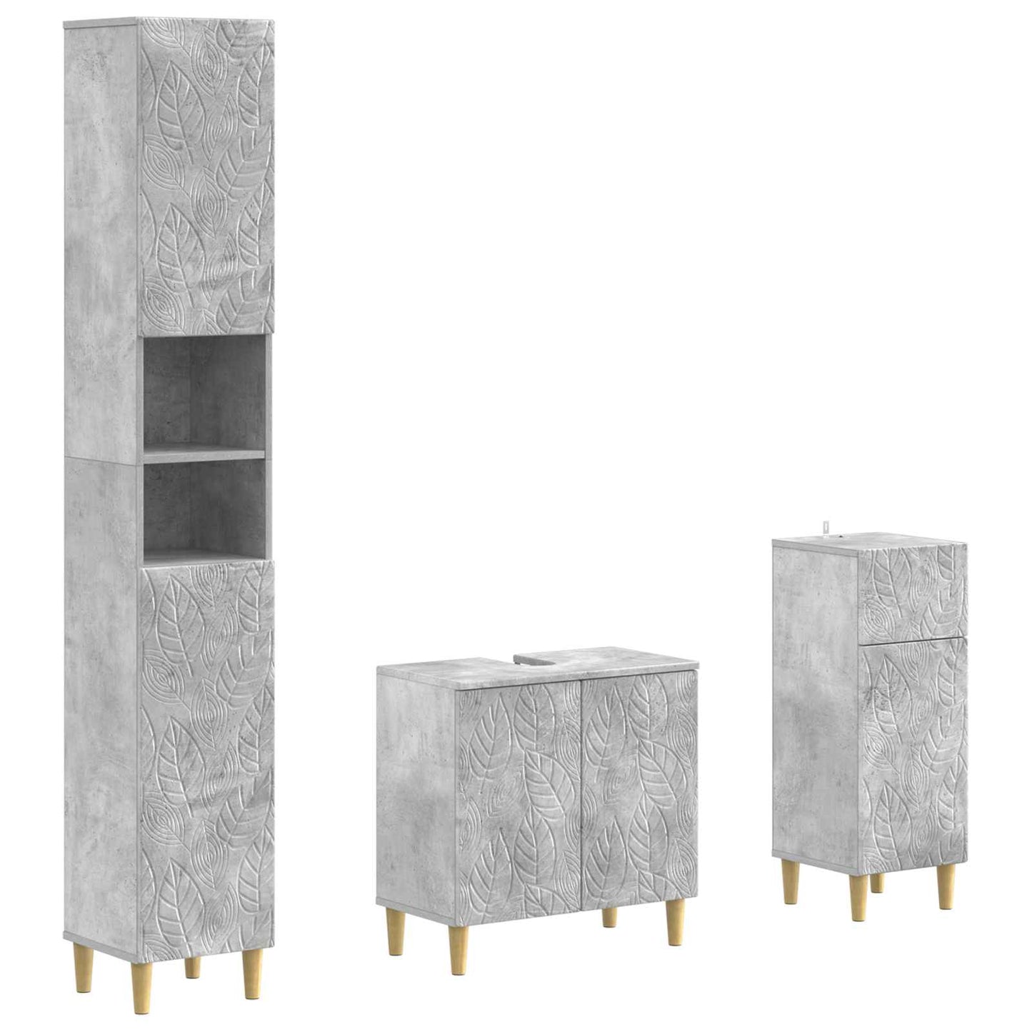 3 Piece Bathroom Cabinet Set DELFT Engineered Wood