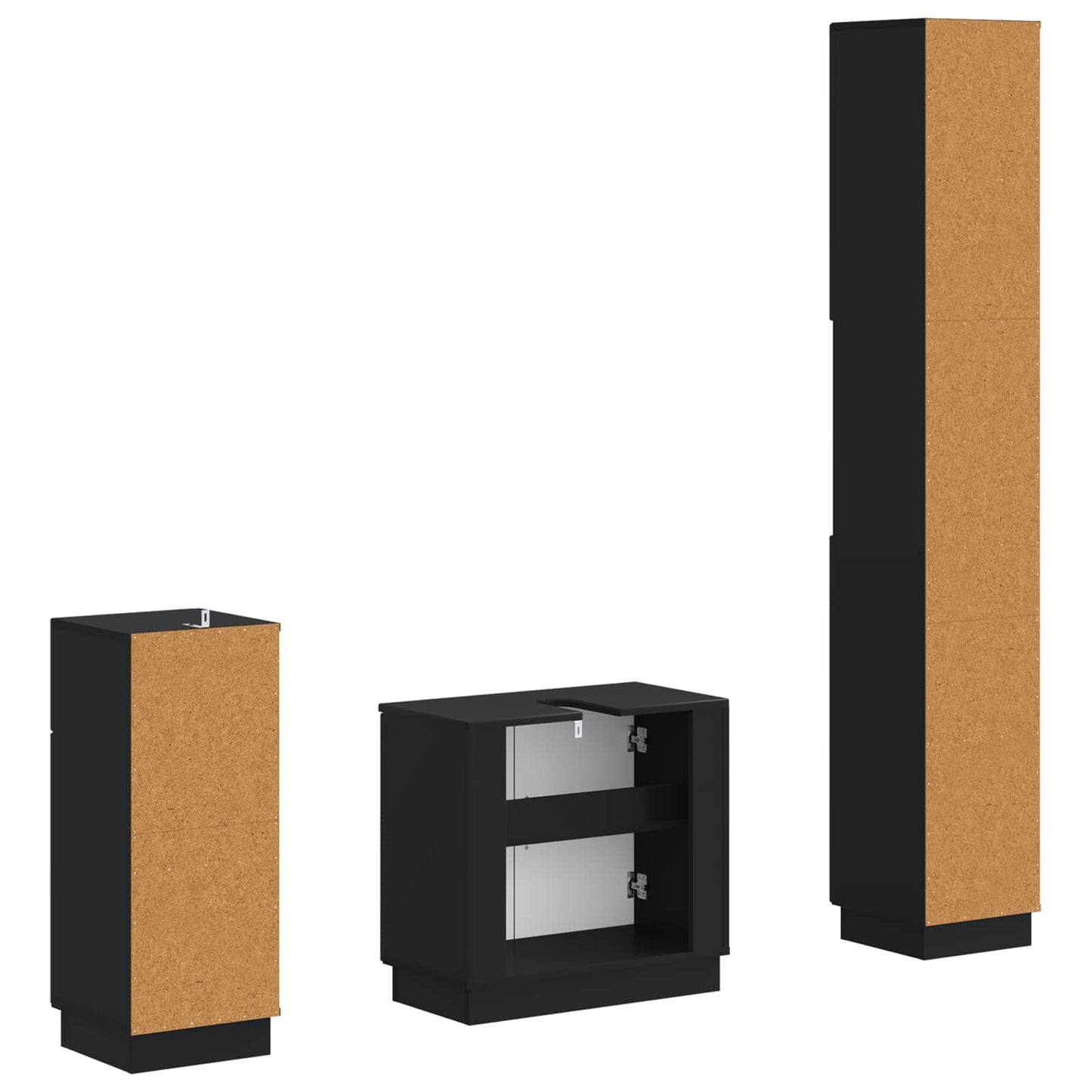 3 Piece Bathroom Cabinet Set HOORN Engineered Wood