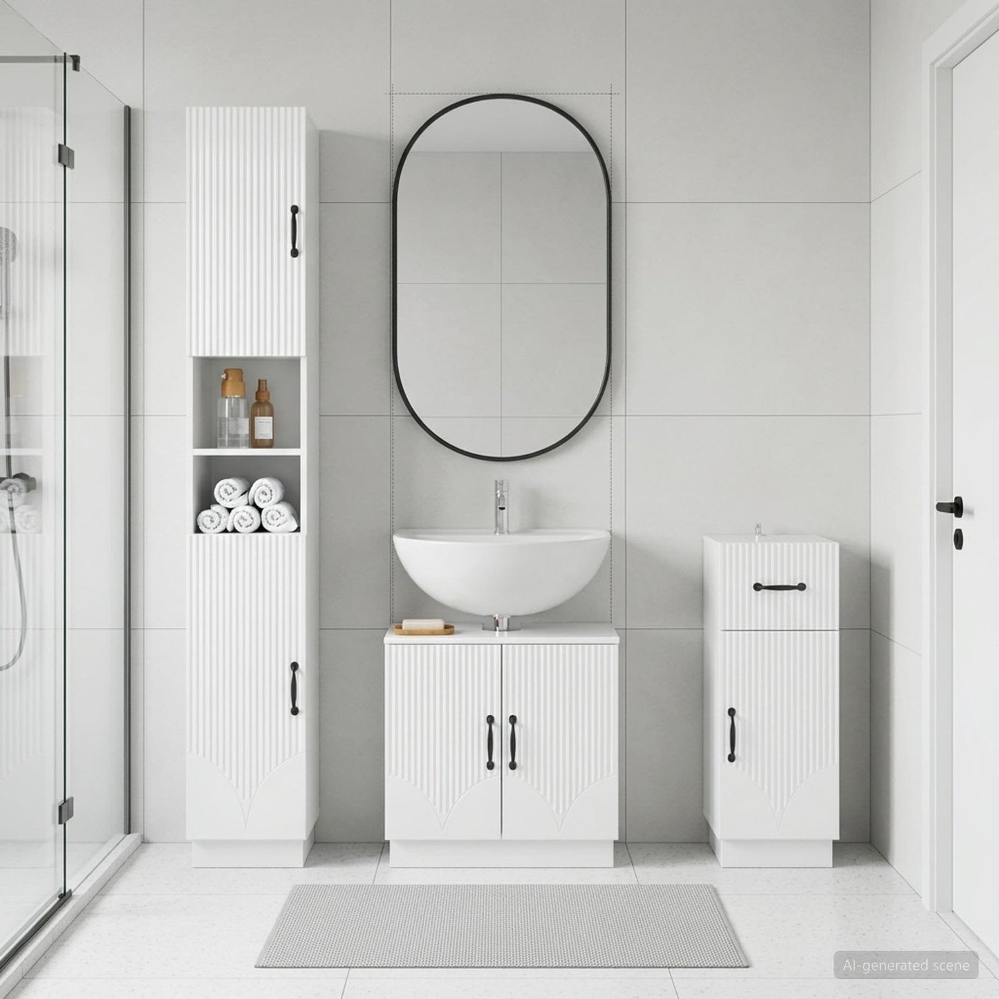 3 Piece Bathroom Cabinet Set HOORN Engineered Wood