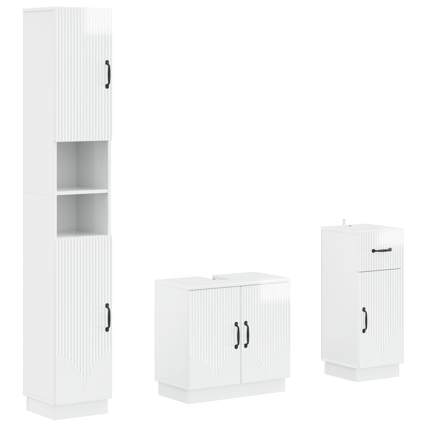 3 Piece Bathroom Cabinet Set HOORN Engineered Wood