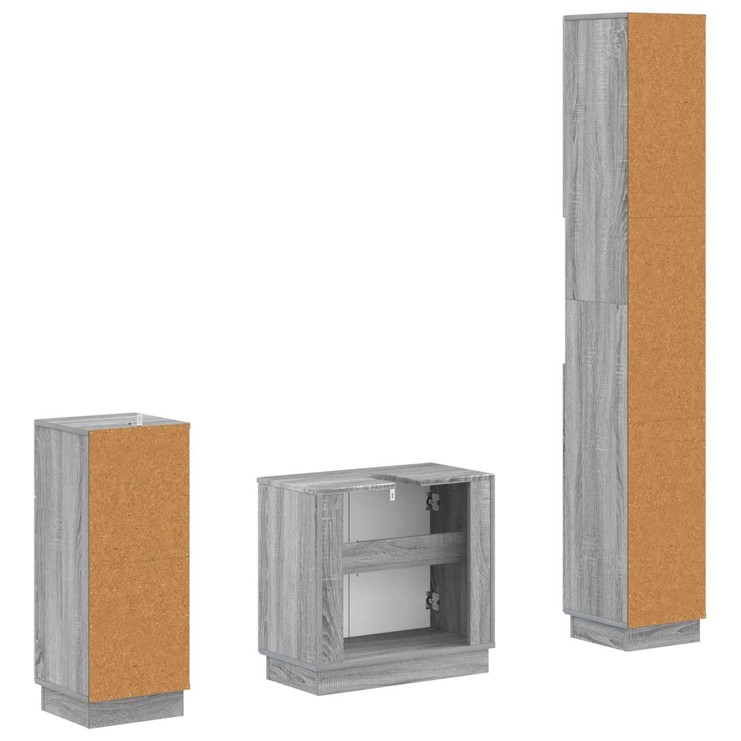 3 Piece Bathroom Cabinet Set HOORN Engineered Wood