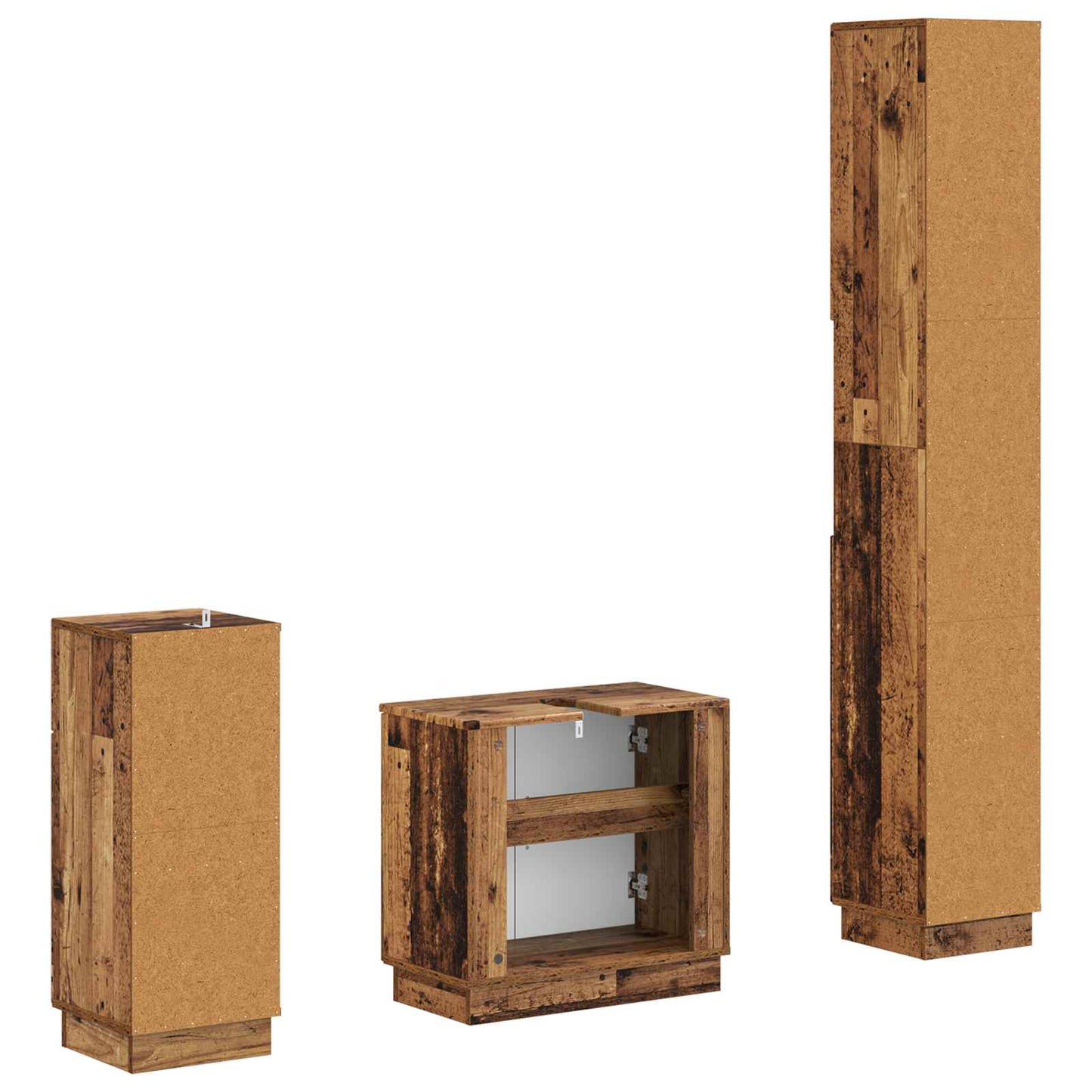 3 Piece Bathroom Cabinet Set HOORN Engineered Wood