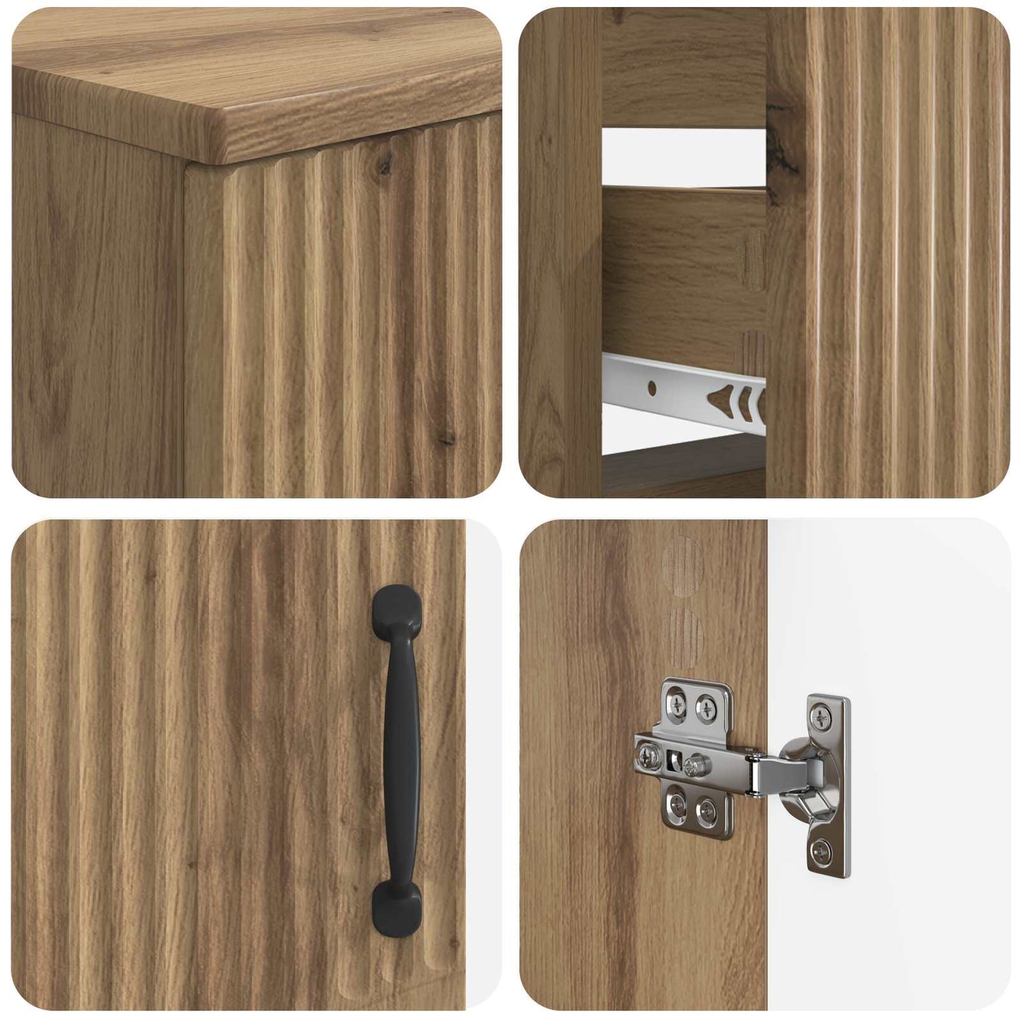 3 Piece Bathroom Cabinet Set HOORN Engineered Wood