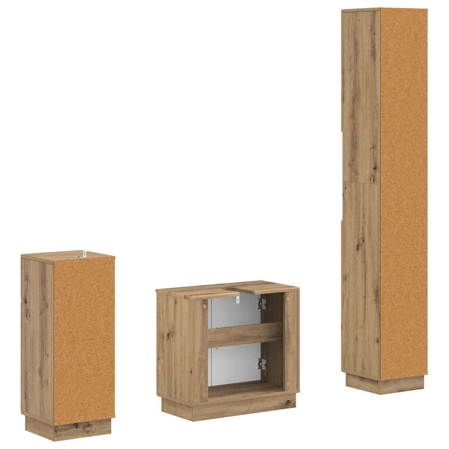 3 Piece Bathroom Cabinet Set HOORN Engineered Wood