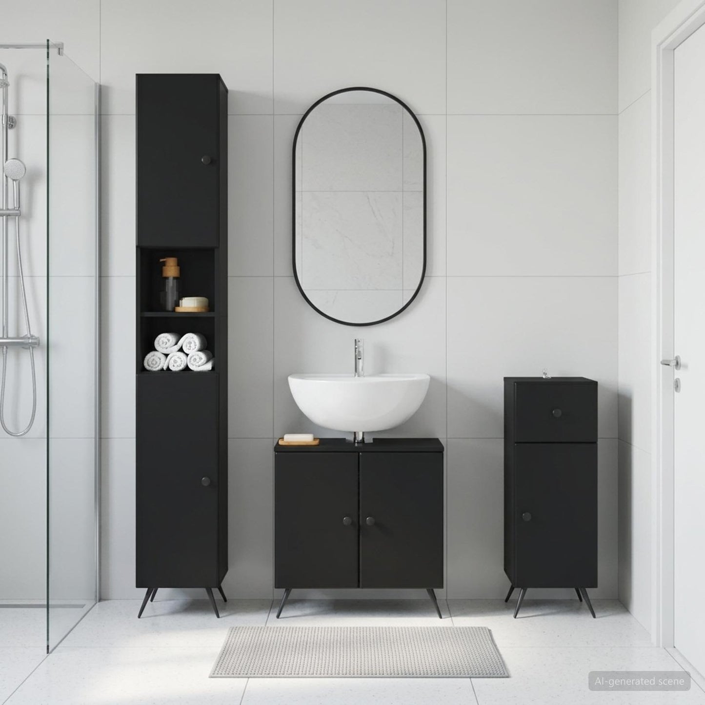 3 Piece Bathroom Cabinet Set BREDA Engineered Wood