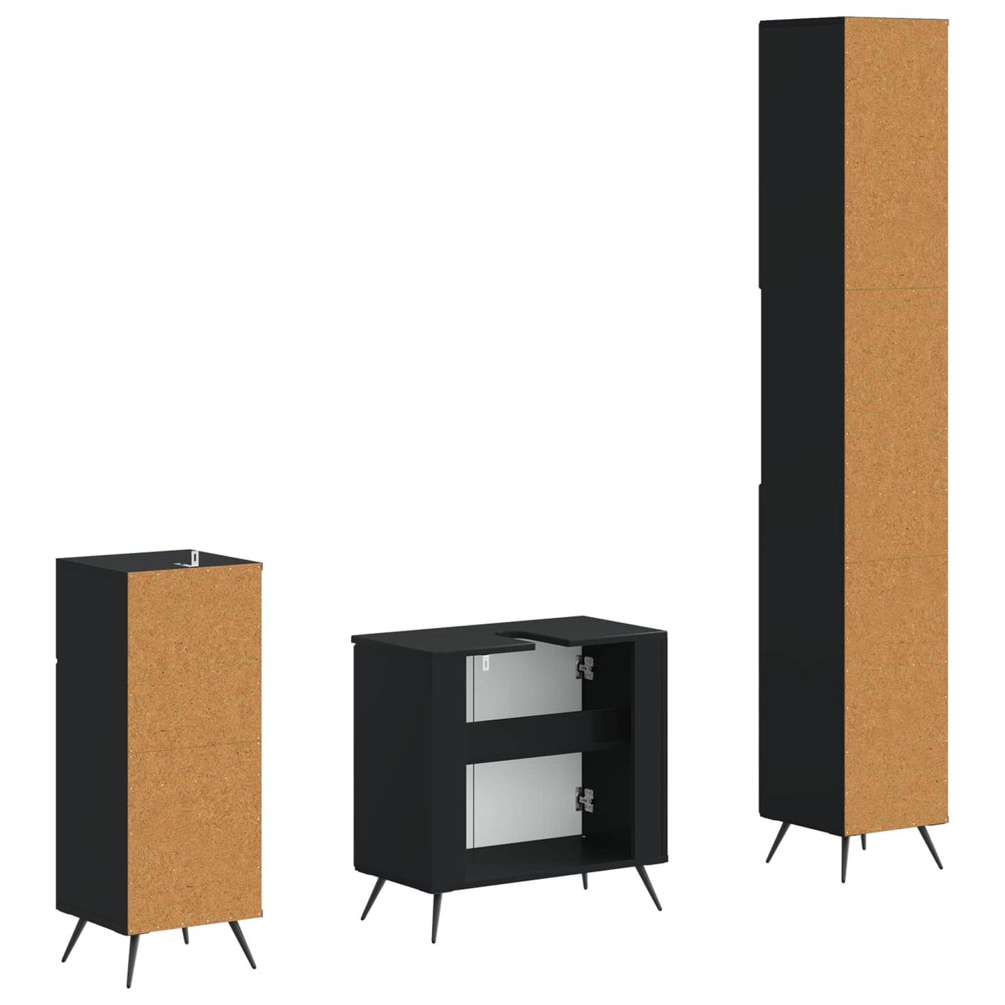3 Piece Bathroom Cabinet Set BREDA Engineered Wood
