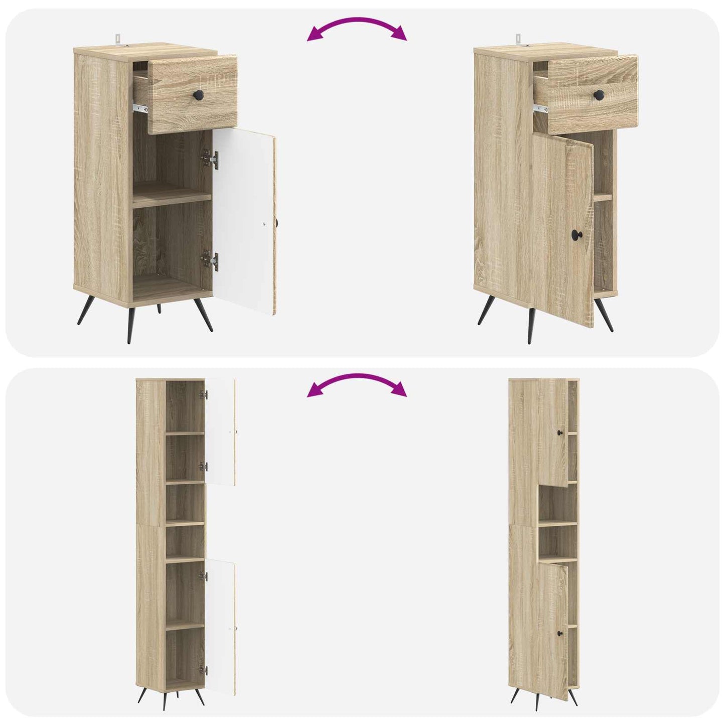 3 Piece Bathroom Cabinet Set BREDA Engineered Wood
