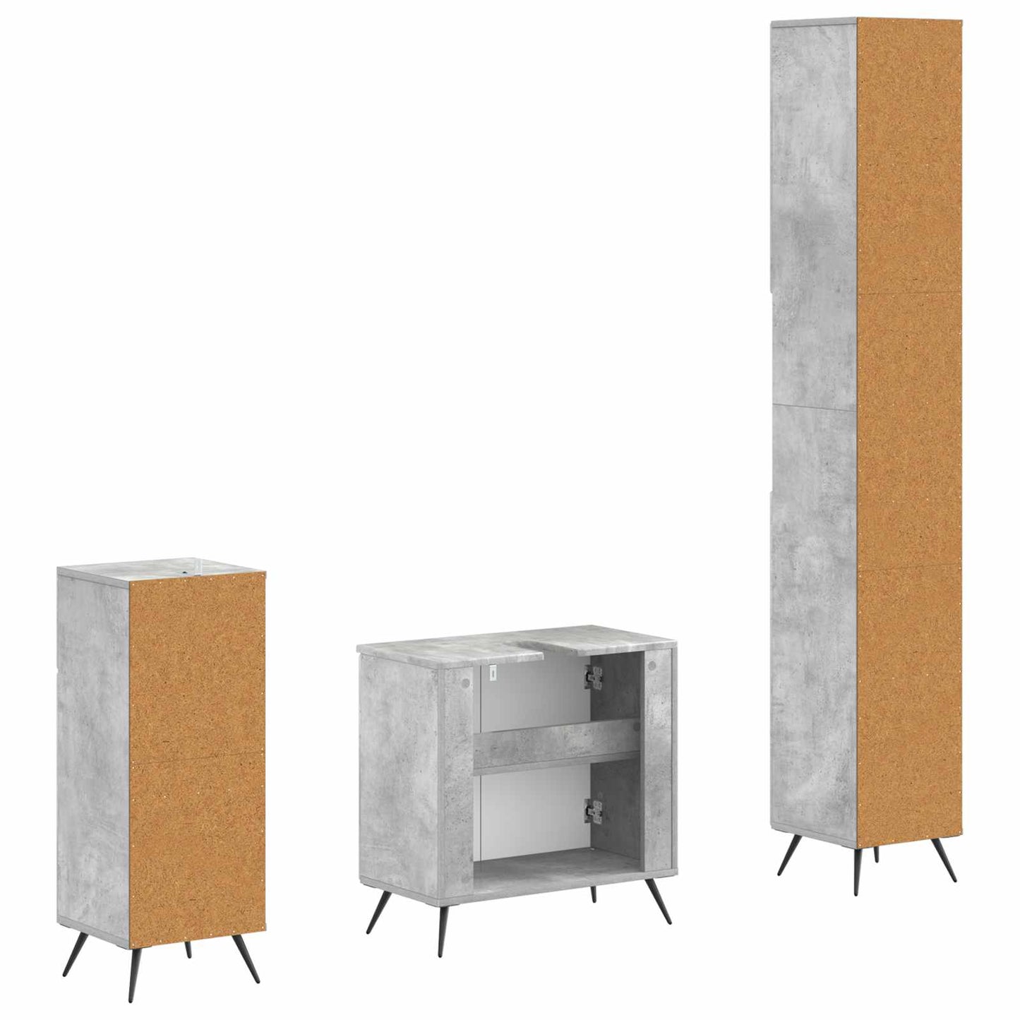3 Piece Bathroom Cabinet Set BREDA Engineered Wood