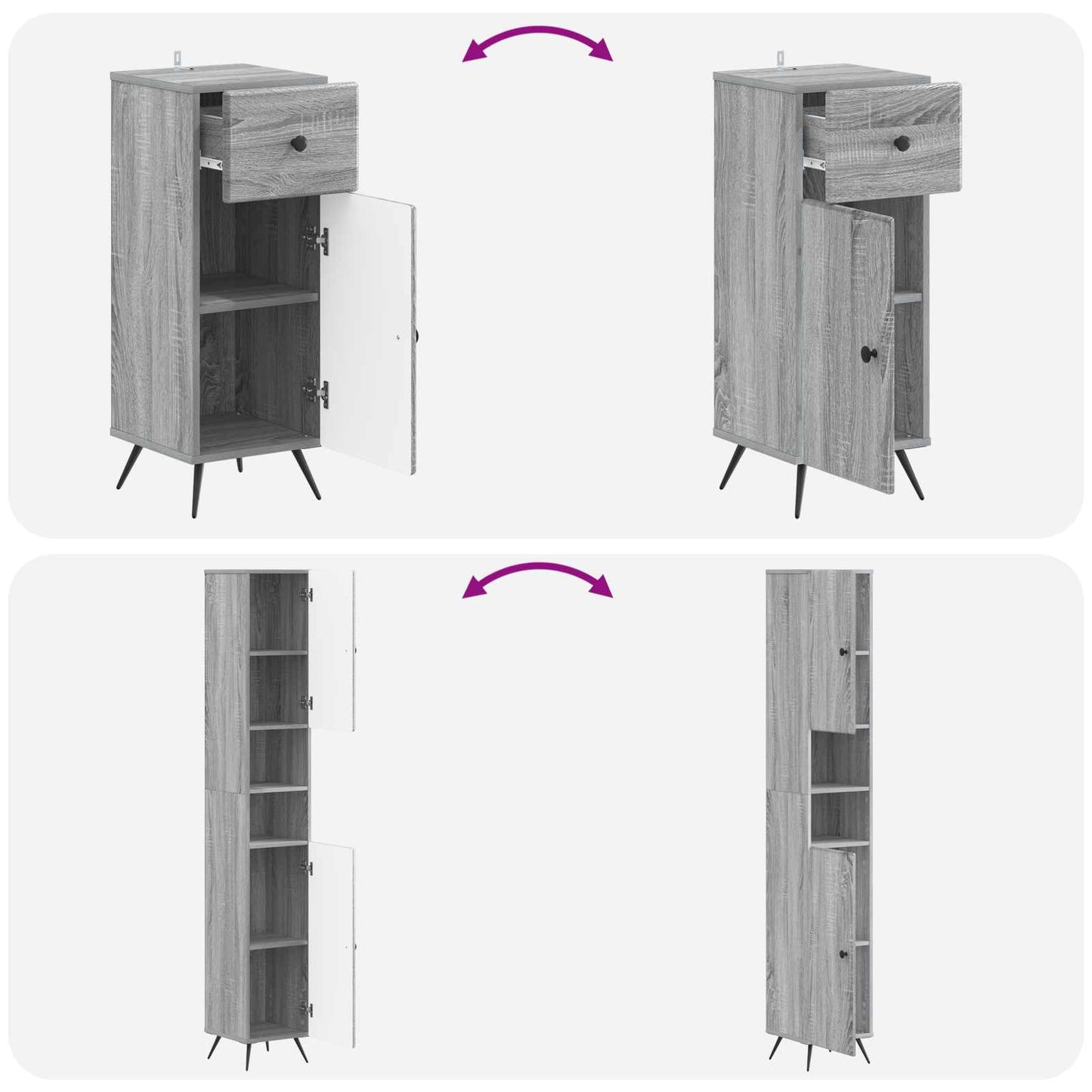 3 Piece Bathroom Cabinet Set BREDA Engineered Wood