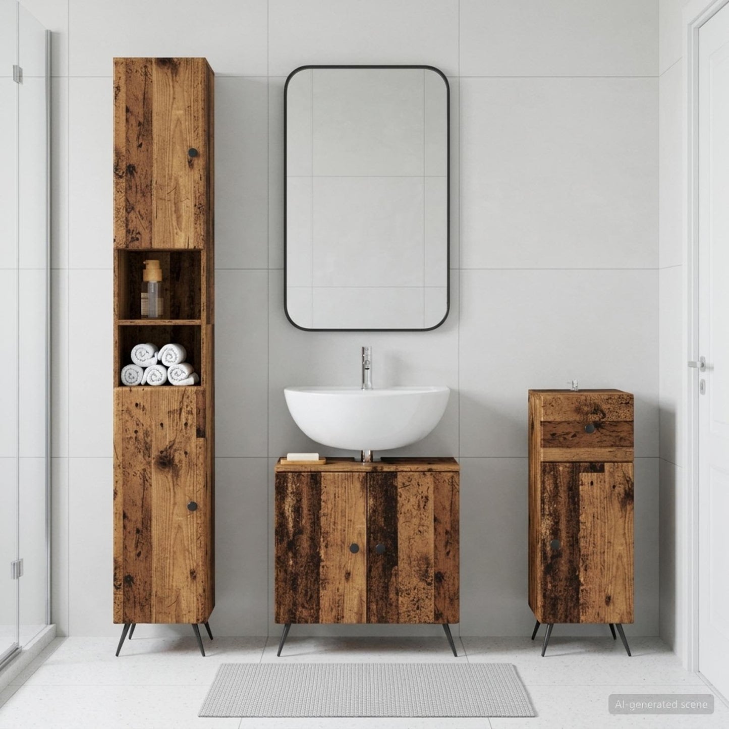 3 Piece Bathroom Cabinet Set BREDA Engineered Wood