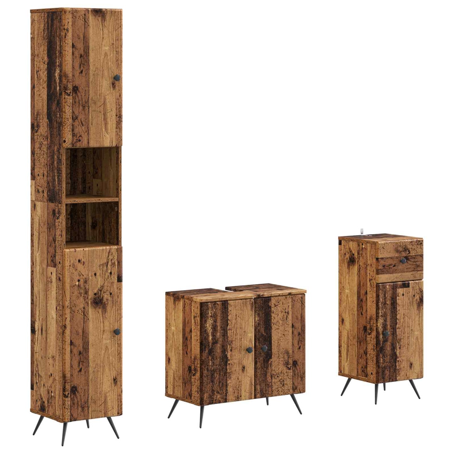 3 Piece Bathroom Cabinet Set BREDA Engineered Wood