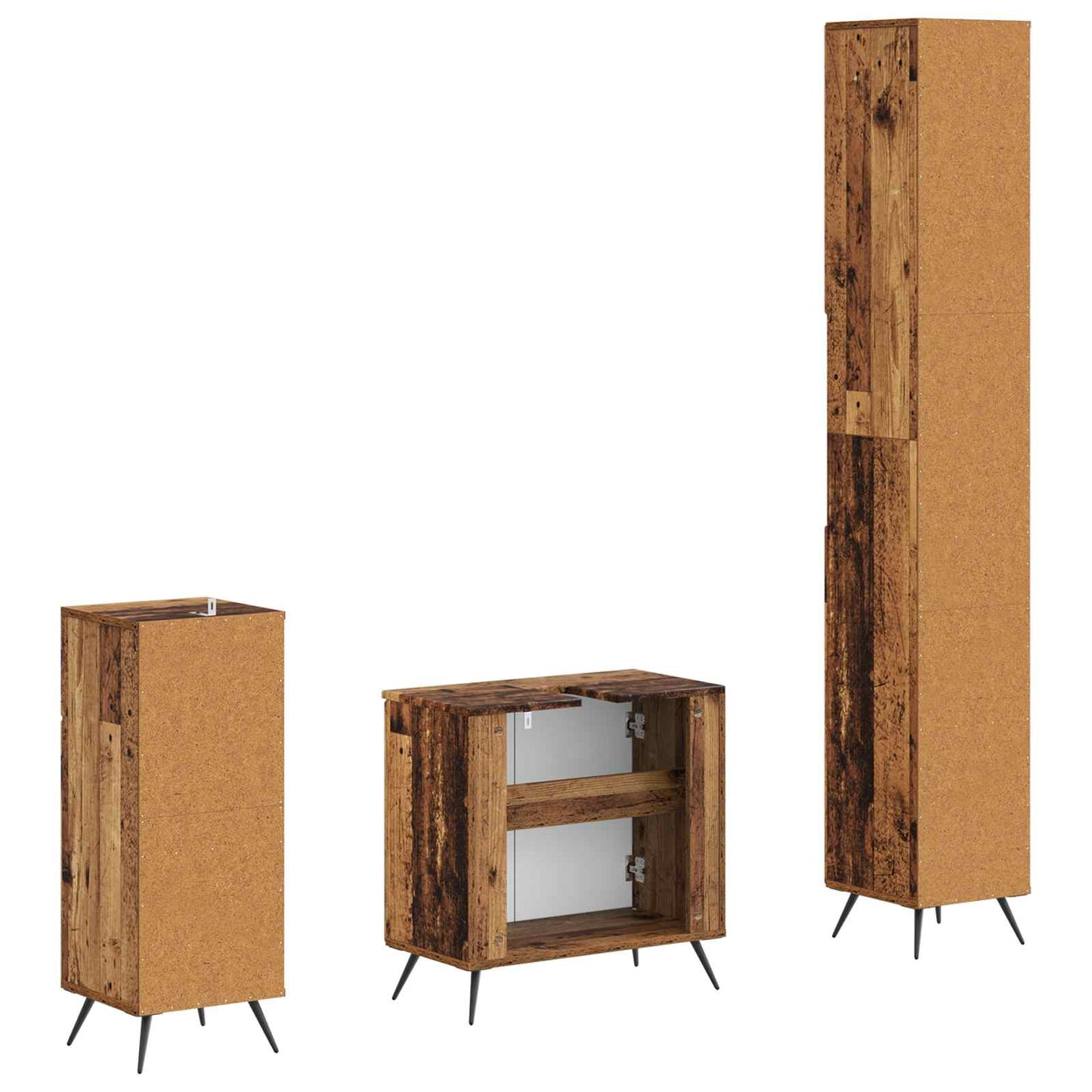 3 Piece Bathroom Cabinet Set BREDA Engineered Wood