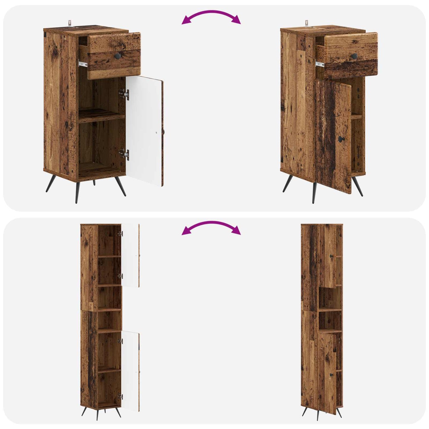3 Piece Bathroom Cabinet Set BREDA Engineered Wood