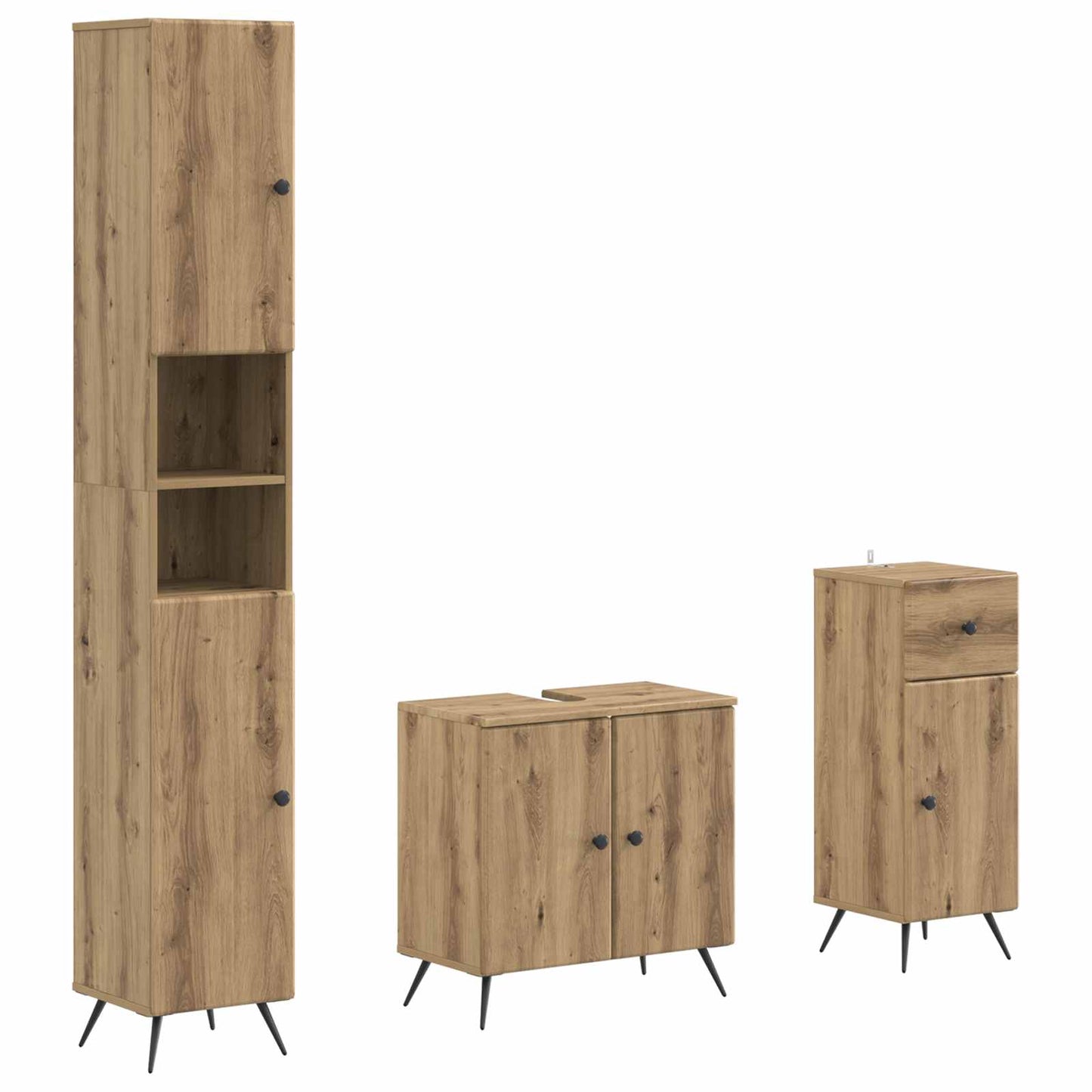 3 Piece Bathroom Cabinet Set BREDA Engineered Wood