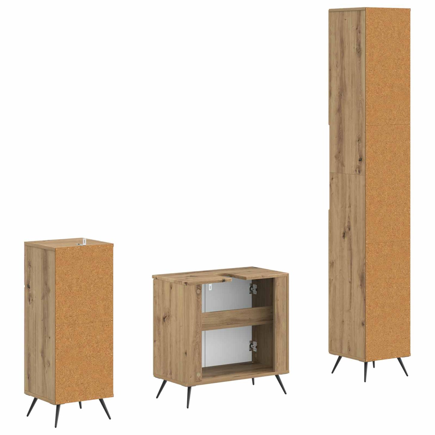 3 Piece Bathroom Cabinet Set BREDA Engineered Wood