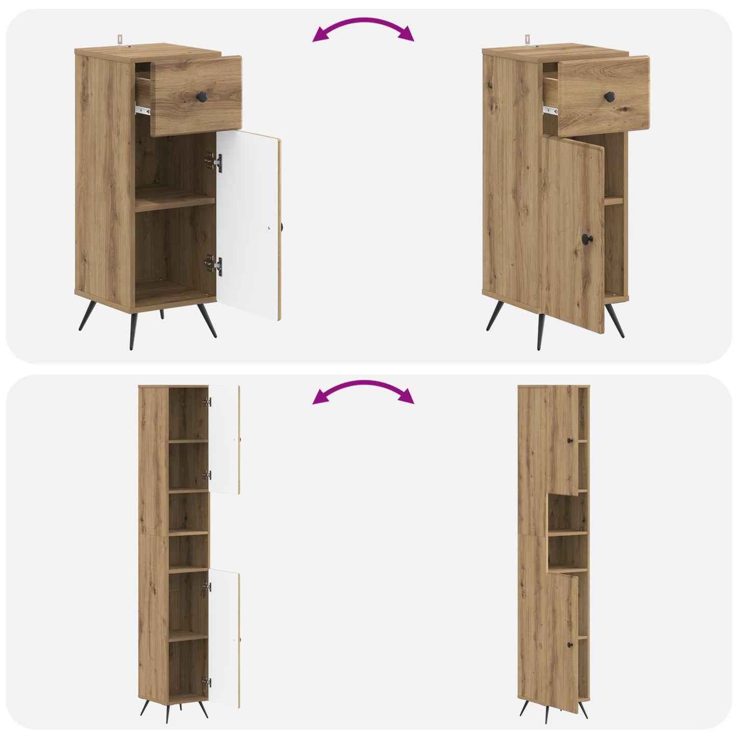 3 Piece Bathroom Cabinet Set BREDA Engineered Wood