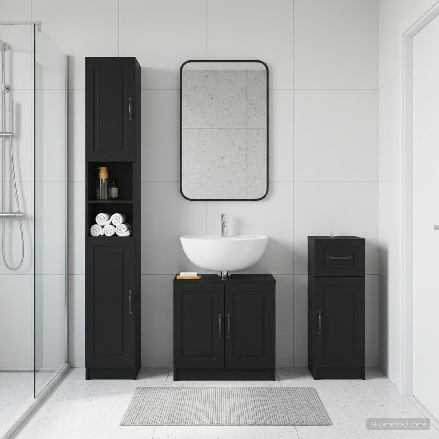 3 Piece Bathroom Cabinet Set UTRECHT Engineered Wood
