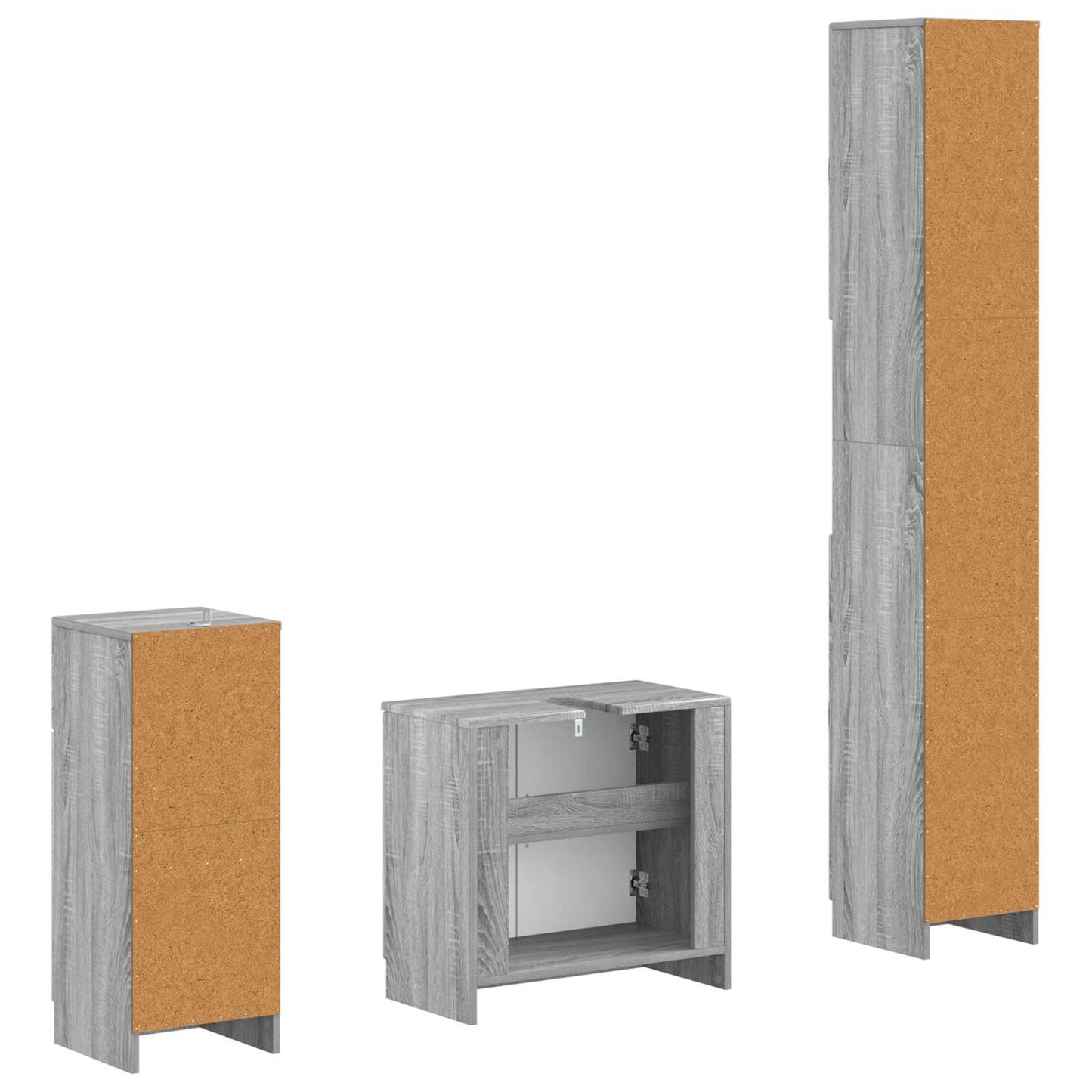 3 Piece Bathroom Cabinet Set UTRECHT Engineered Wood