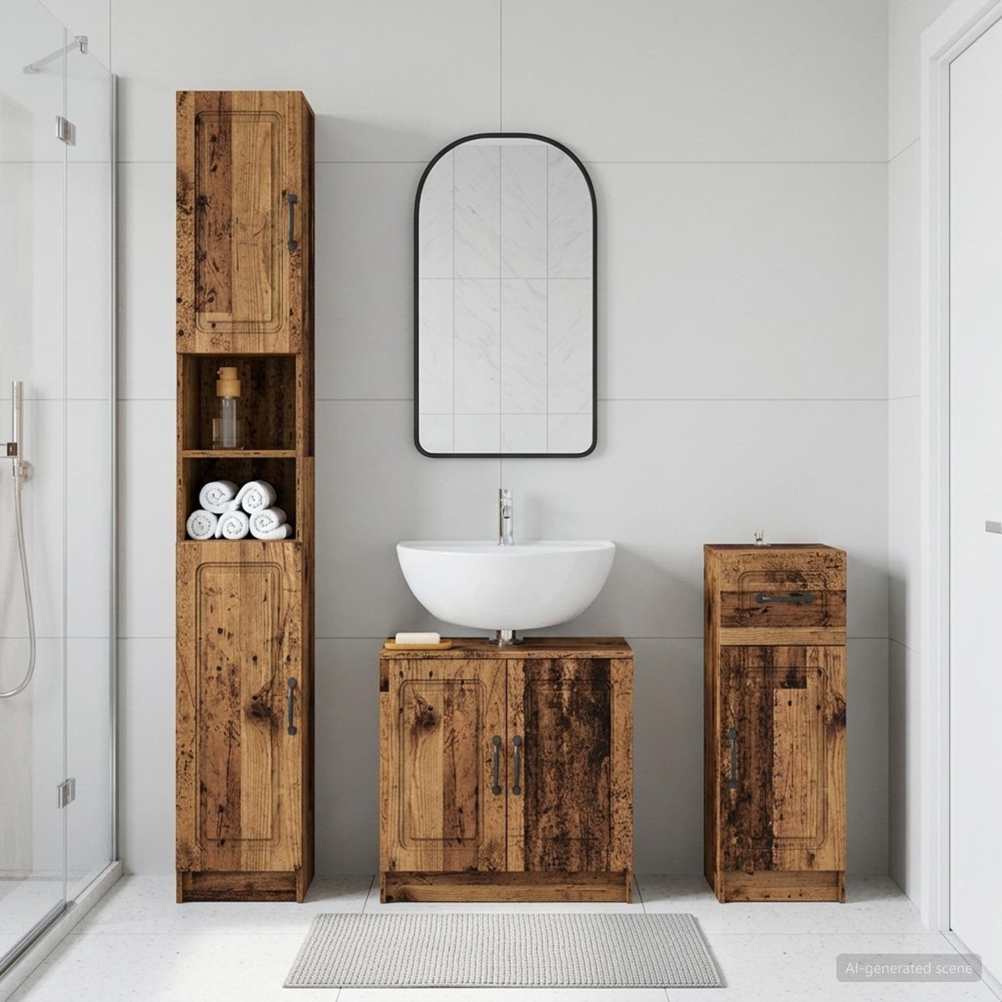 3 Piece Bathroom Cabinet Set UTRECHT Engineered Wood