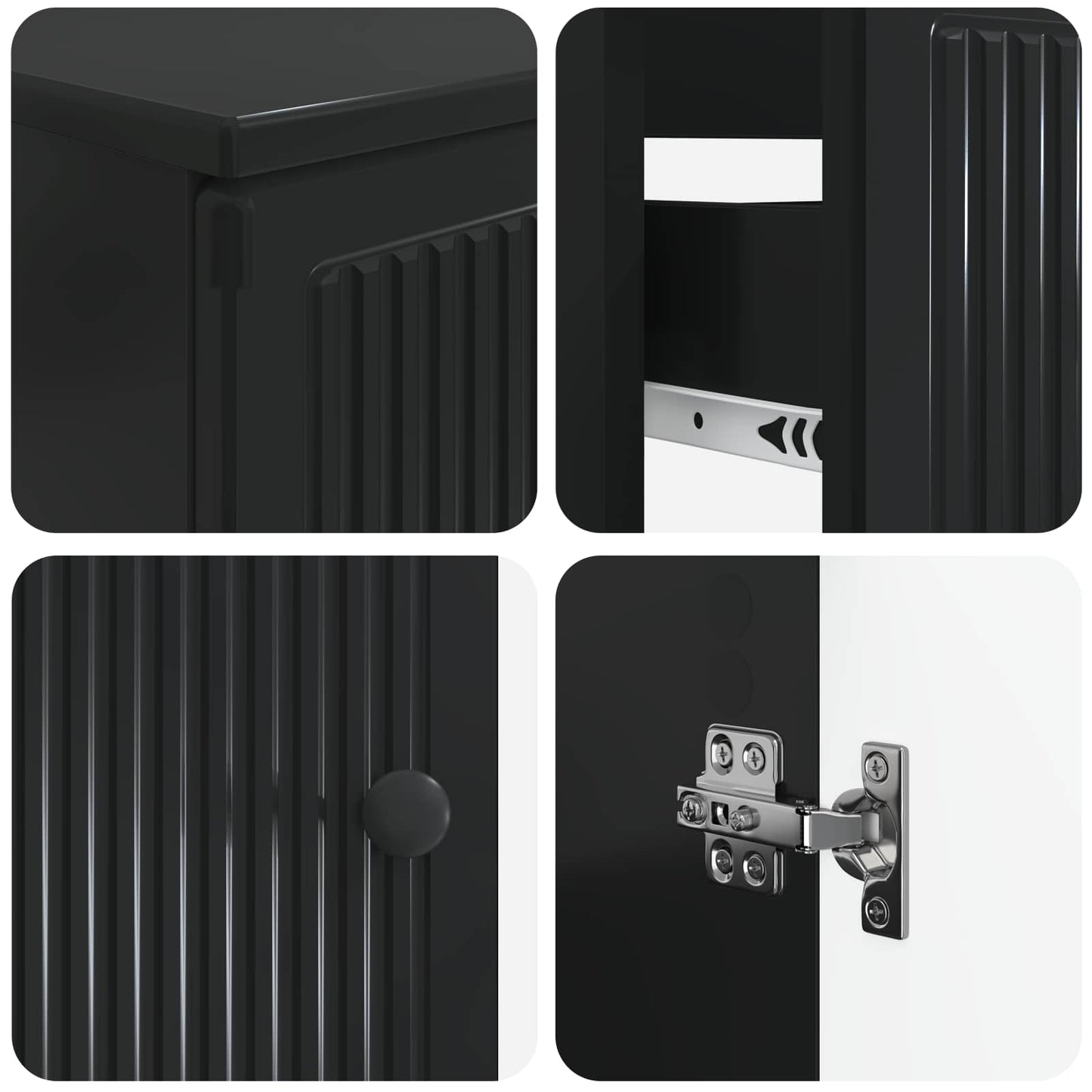 4 Piece Bathroom Cabinet Set EDE Black Engineered Wood