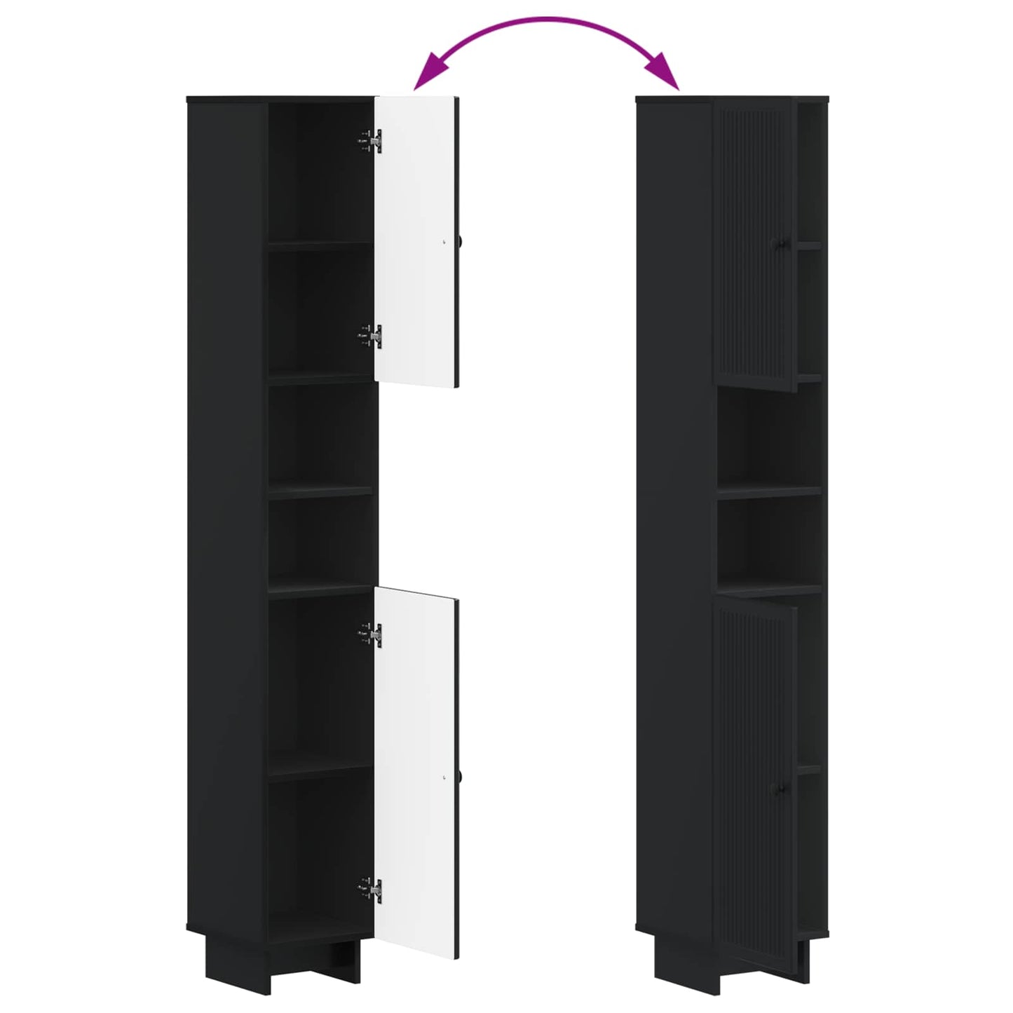 4 Piece Bathroom Cabinet Set EDE Black Engineered Wood