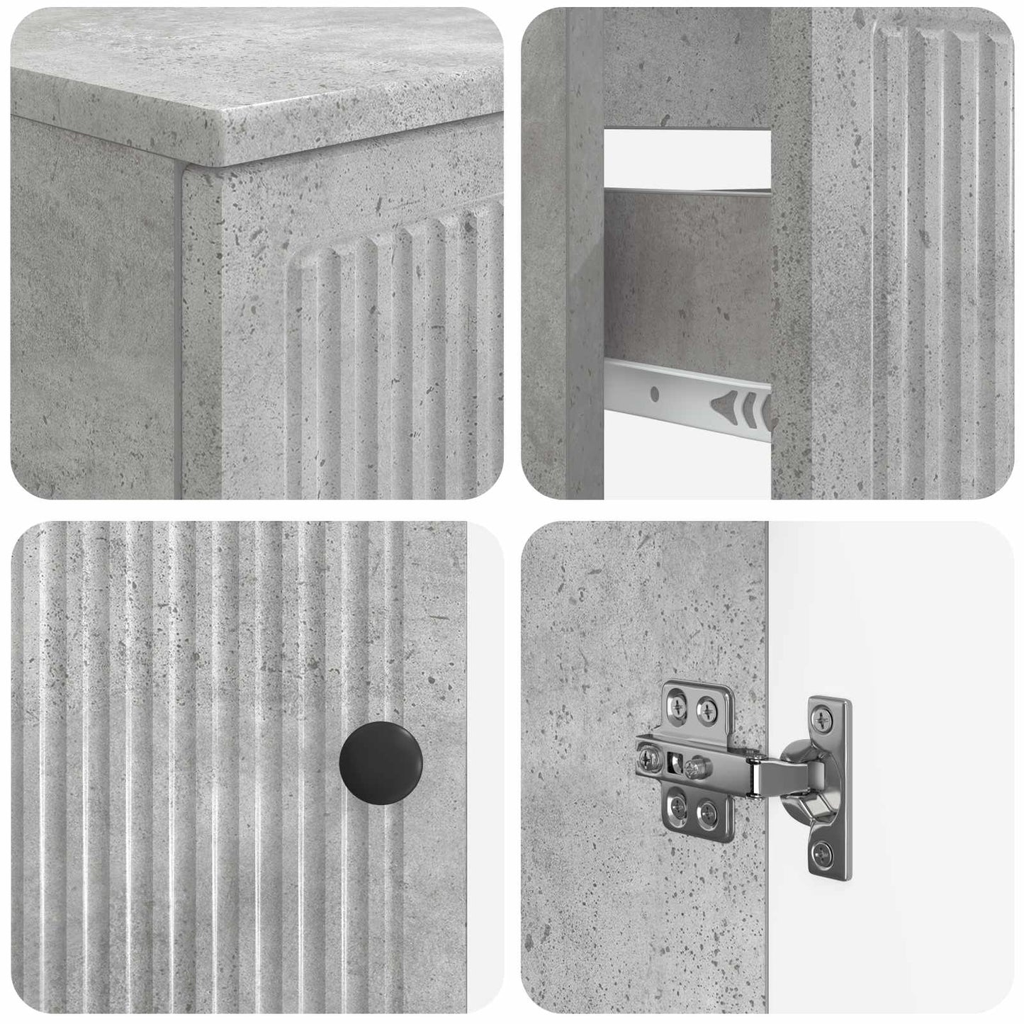 4 Piece Bathroom Cabinet Set EDE Concrete Grey Engineered Wood