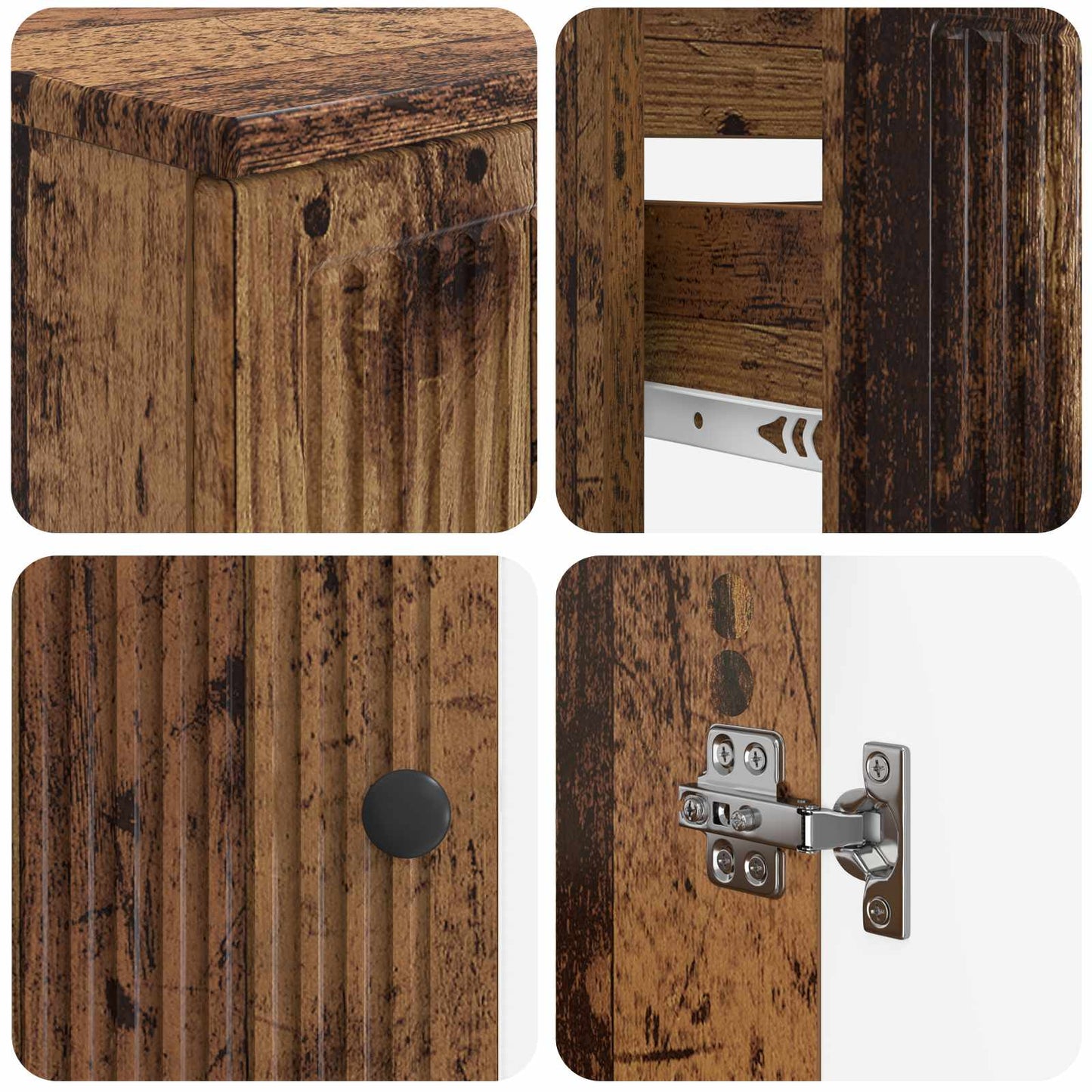 4 Piece Bathroom Cabinet Set EDE Old Wood Engineered Wood