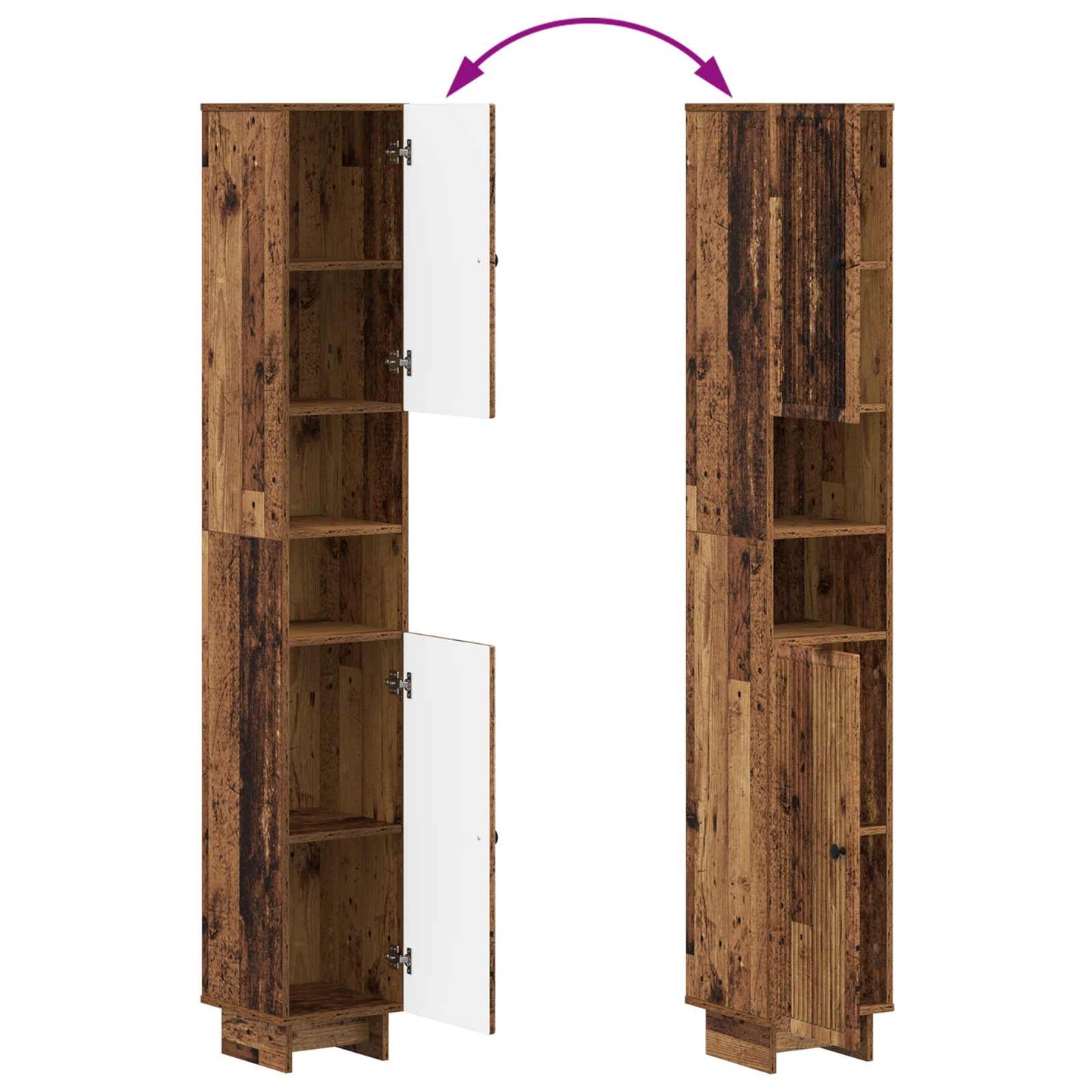 4 Piece Bathroom Cabinet Set EDE Old Wood Engineered Wood