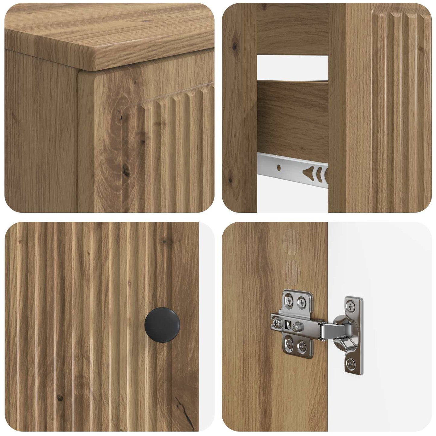 4 Piece Bathroom Cabinet Set EDE Artisan Oak Engineered Wood