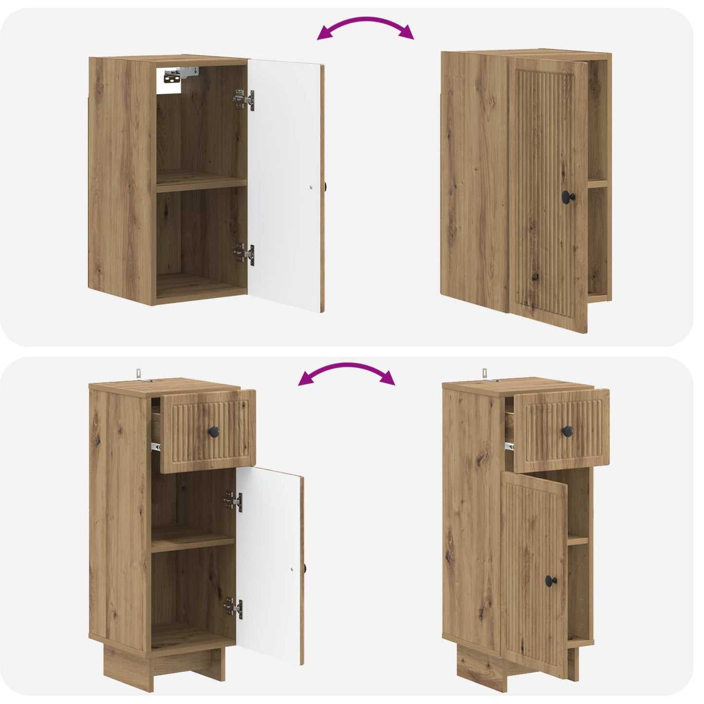 4 Piece Bathroom Cabinet Set EDE Artisan Oak Engineered Wood