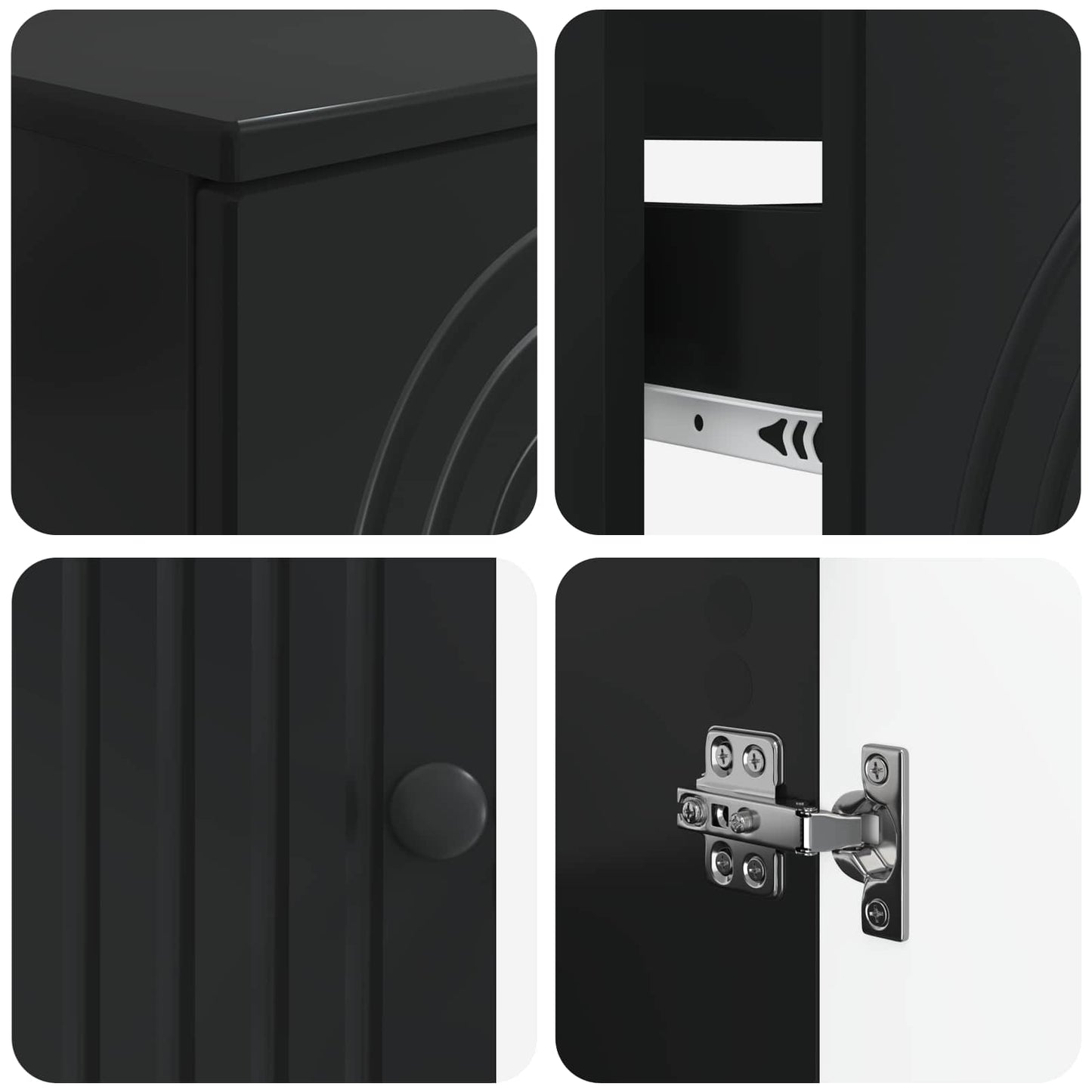 4 Piece Bathroom Cabinet Set ALKMAAR Black Engineered Wood