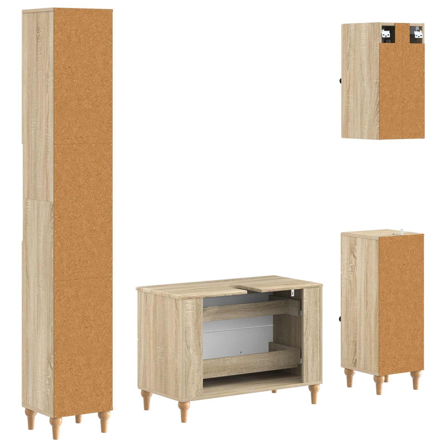 4 Piece Bathroom Cabinet Set ALKMAAR Sonoma Oak Engineered Wood