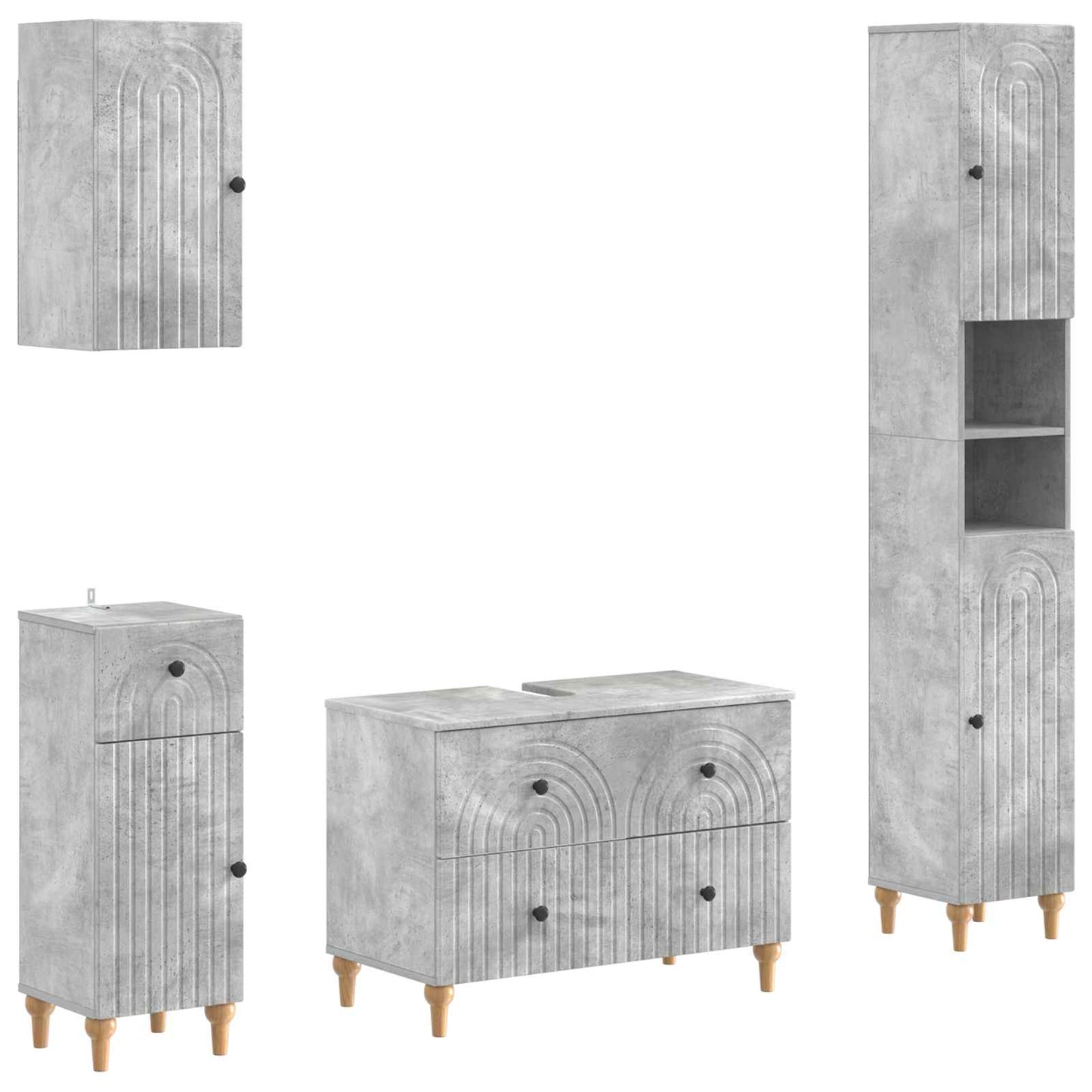 4 Piece Bathroom Cabinet Set ALKMAAR Concrete Grey
