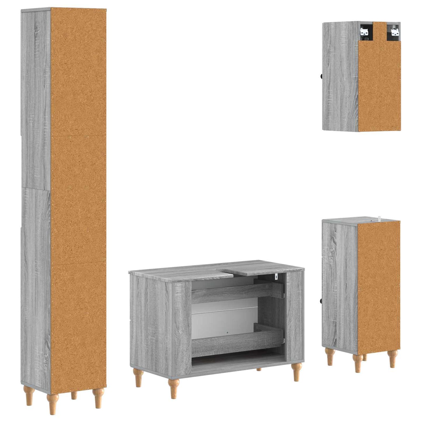 4 Piece Bathroom Cabinet Set ALKMAAR Grey Sonoma