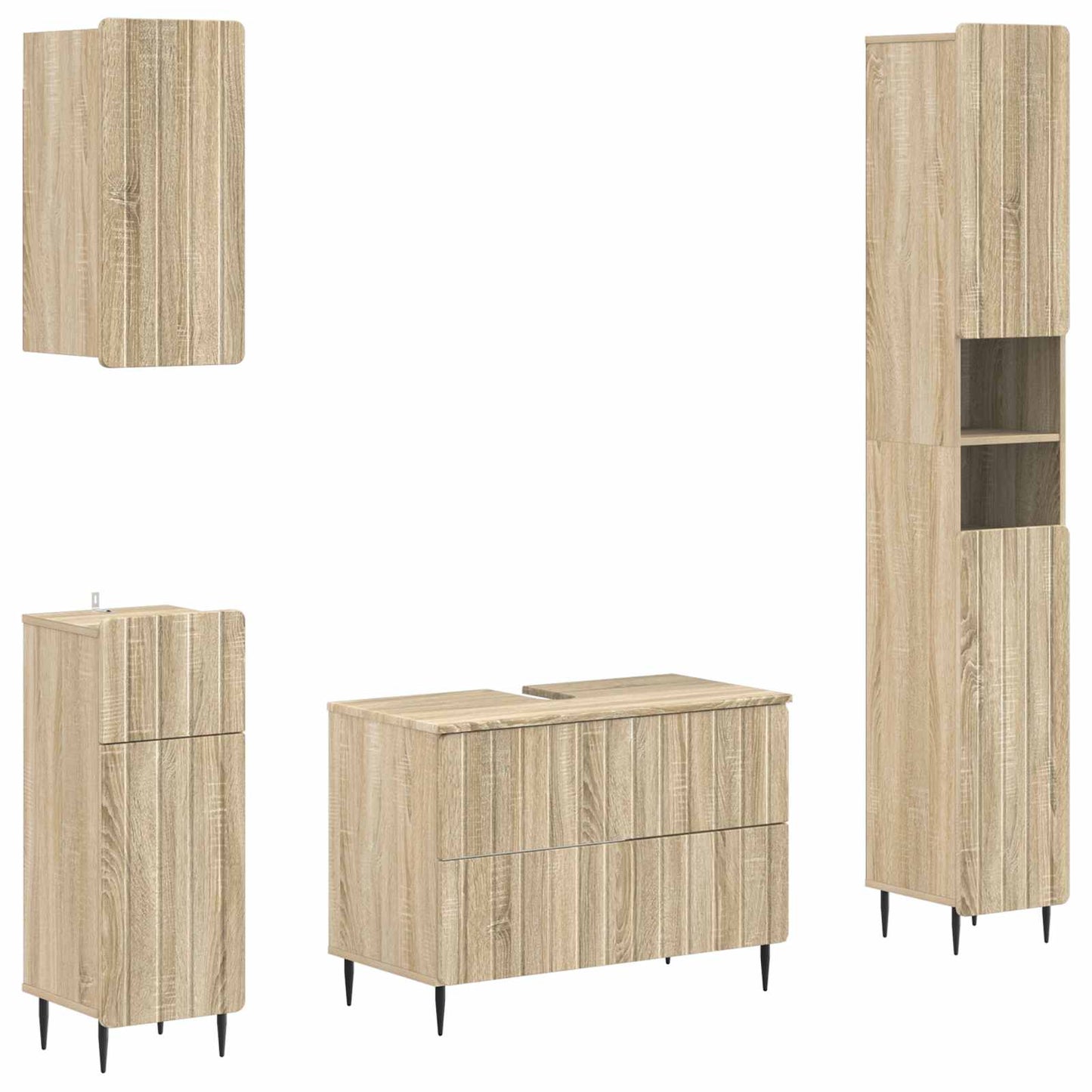 4 Piece Bathroom Cabinet Set ZWOLLE Sonoma Oak Engineered Wood