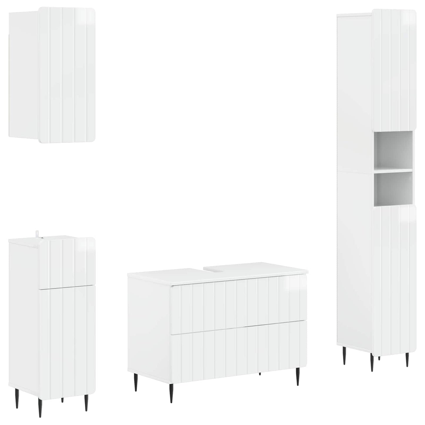 4 Piece Bathroom Cabinet Set ZWOLLE High Gloss White