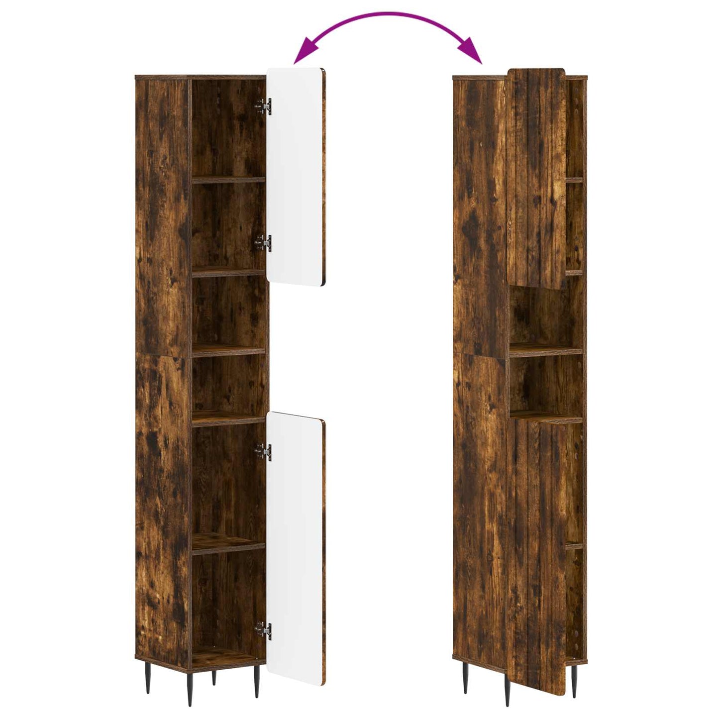 4 Piece Bathroom Cabinet Set ZWOLLE Smoked Oak Engineered Wood