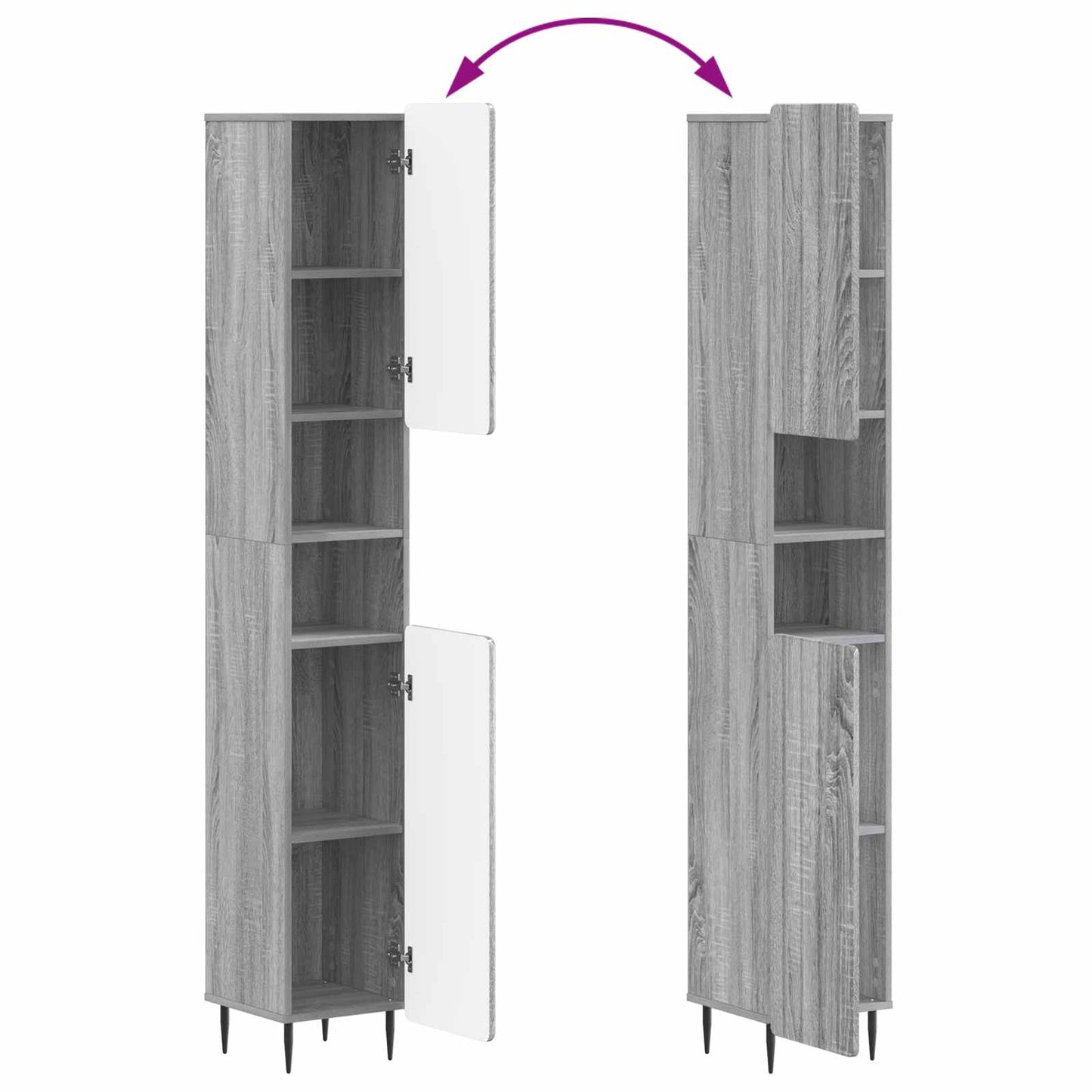 4 Piece Bathroom Cabinet Set ZWOLLE Grey Sonoma Engineered Wood
