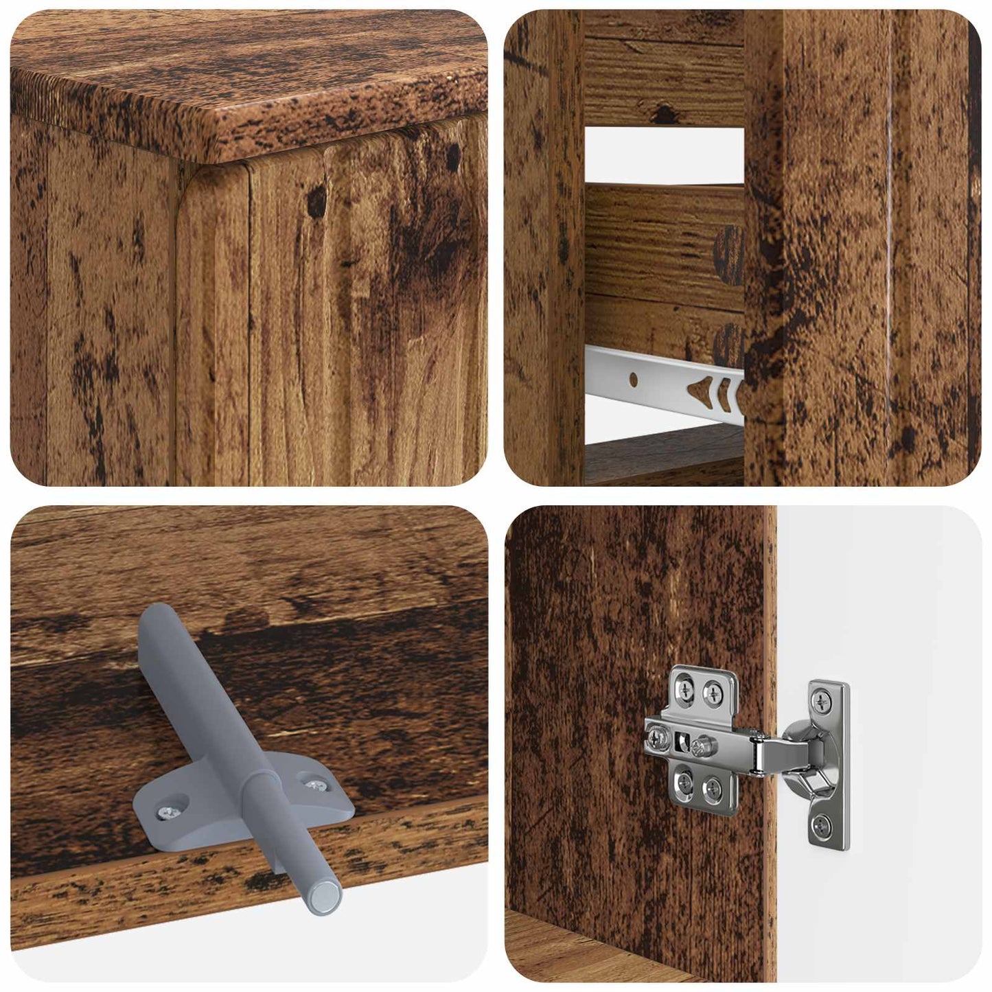 4 Piece Bathroom Cabinet Set ZWOLLE Old Wood Engineered Wood