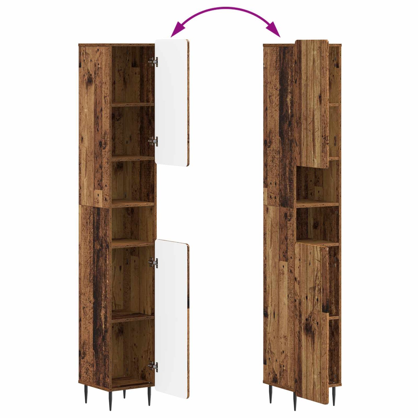 4 Piece Bathroom Cabinet Set ZWOLLE Old Wood Engineered Wood