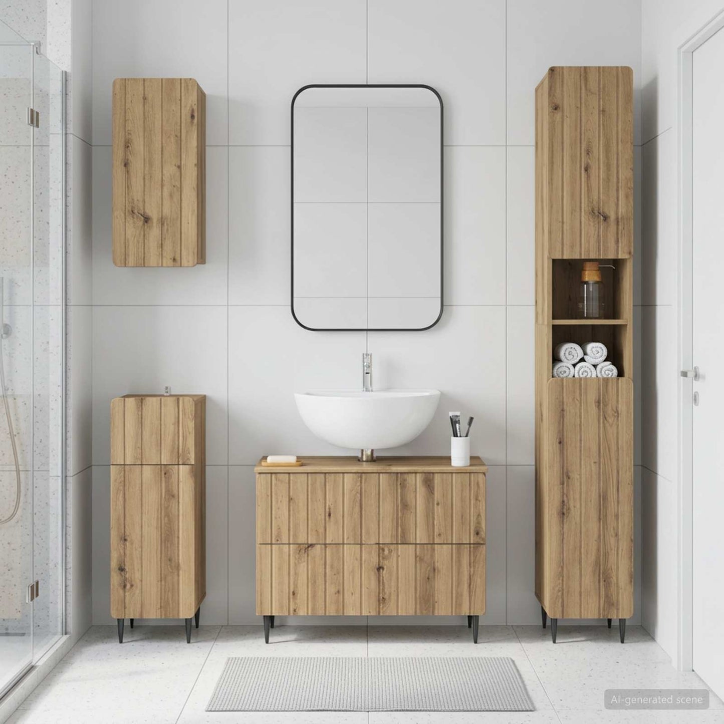 4 Piece Bathroom Cabinet Set ZWOLLE Artisan Oak Engineered Wood