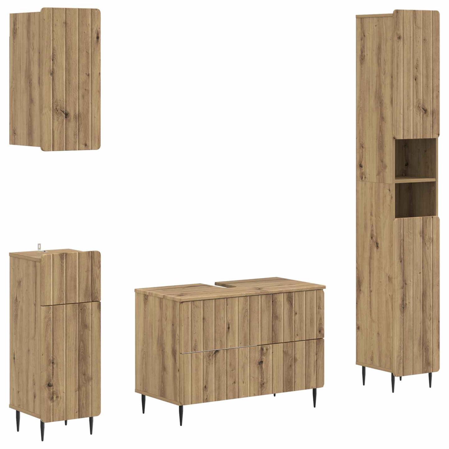 4 Piece Bathroom Cabinet Set ZWOLLE Artisan Oak Engineered Wood