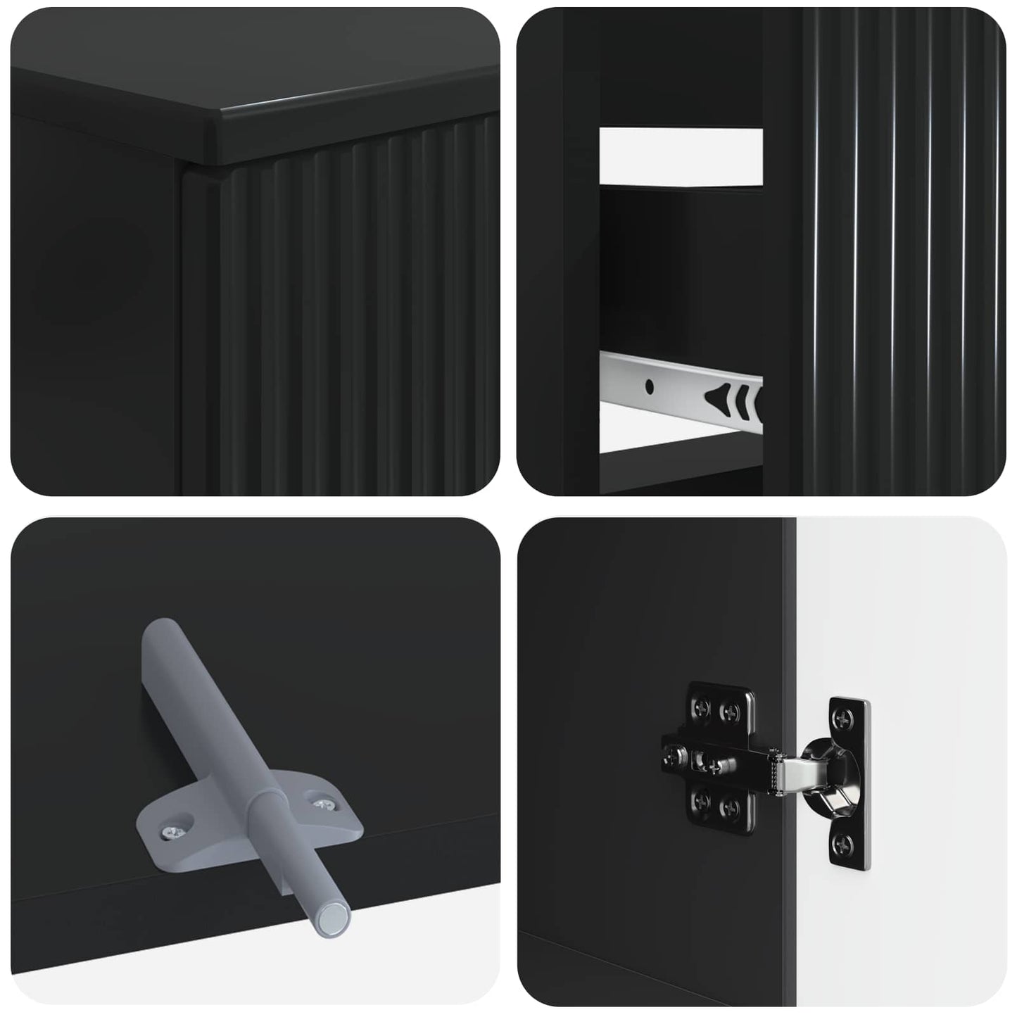4 Piece Bathroom Cabinet Set ARNHEM Black Engineered Wood