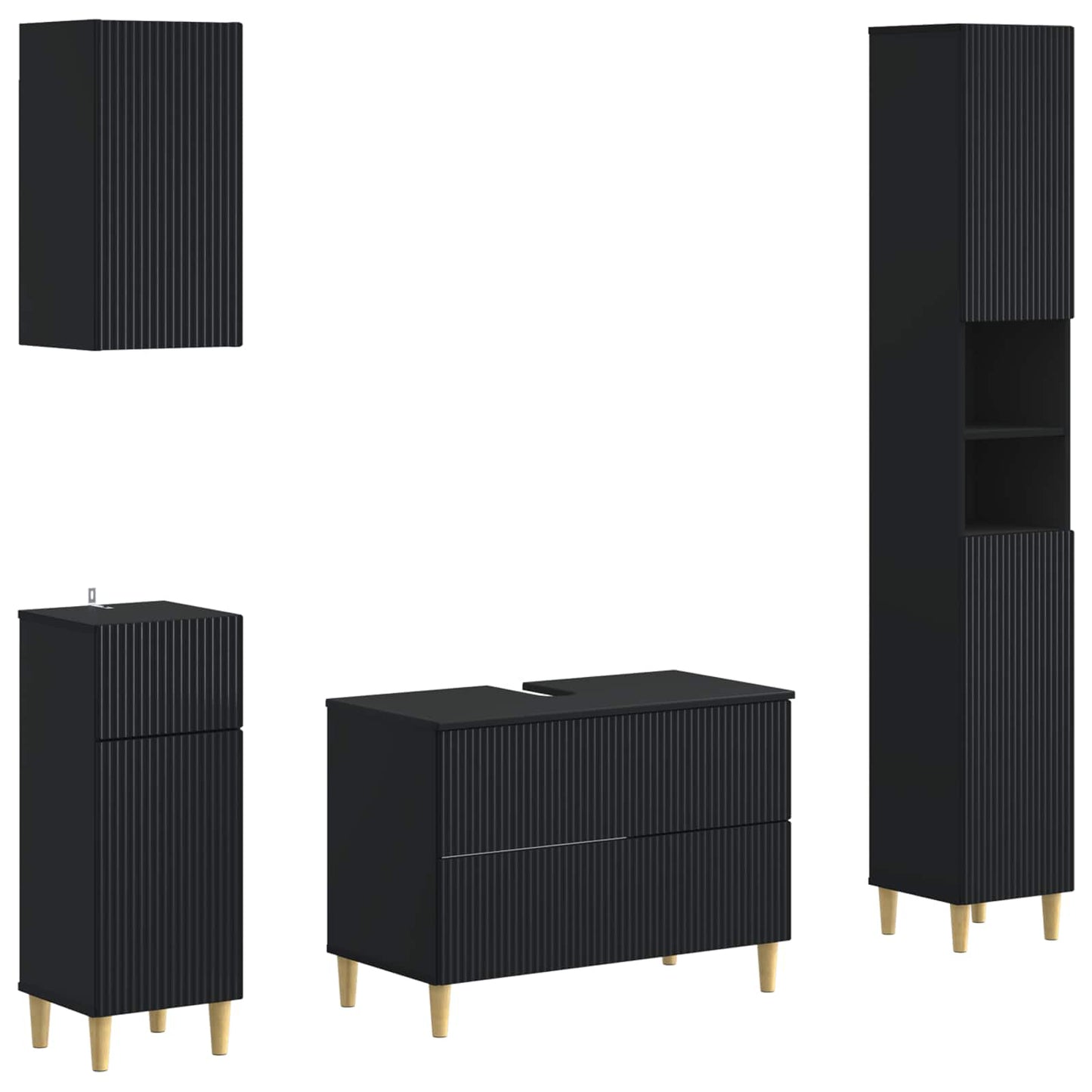 4 Piece Bathroom Cabinet Set ARNHEM Black Engineered Wood