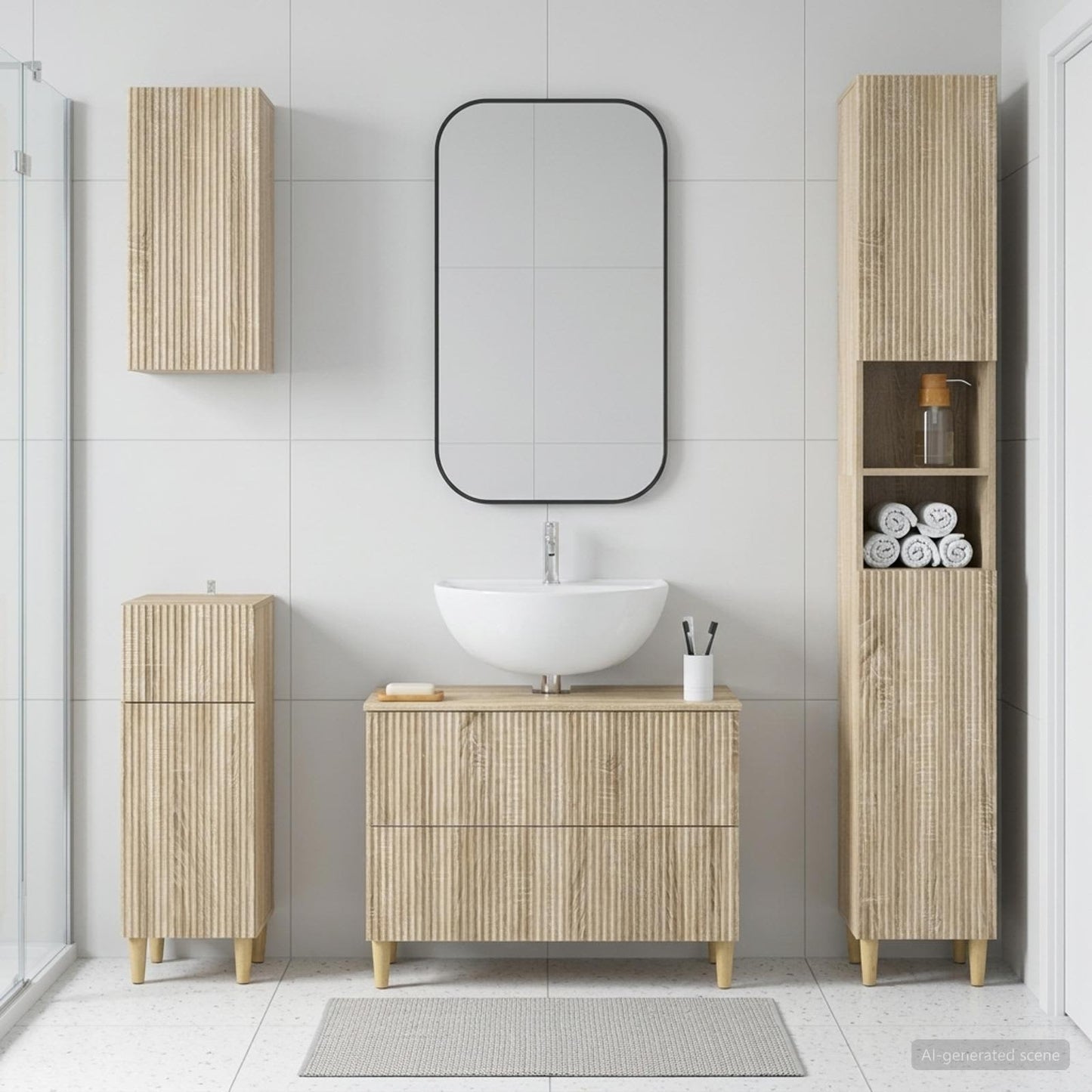 4 Piece Bathroom Cabinet Set ARNHEM Sonoma Oak Engineered Wood