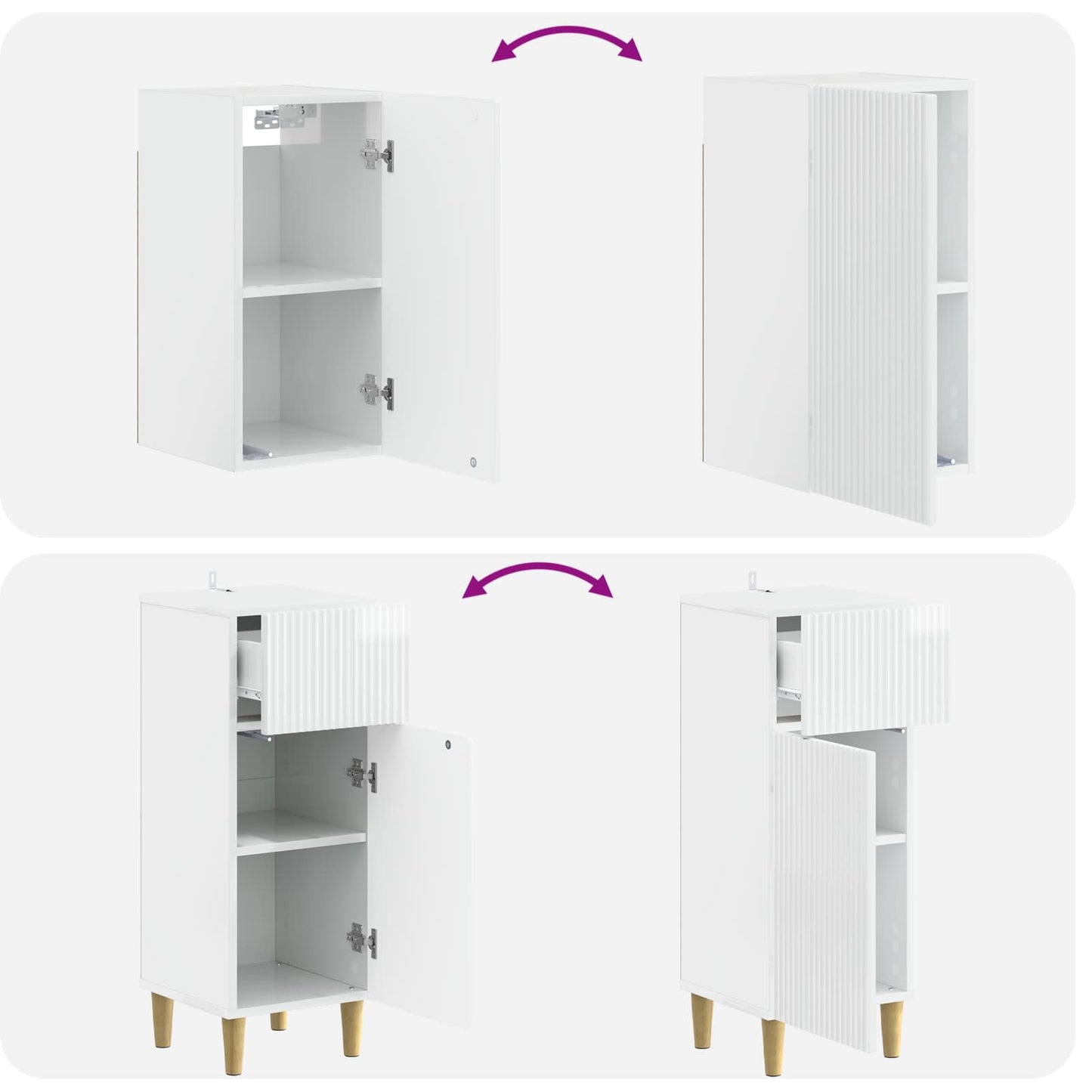4 Piece Bathroom Cabinet Set ARNHEM High Gloss White