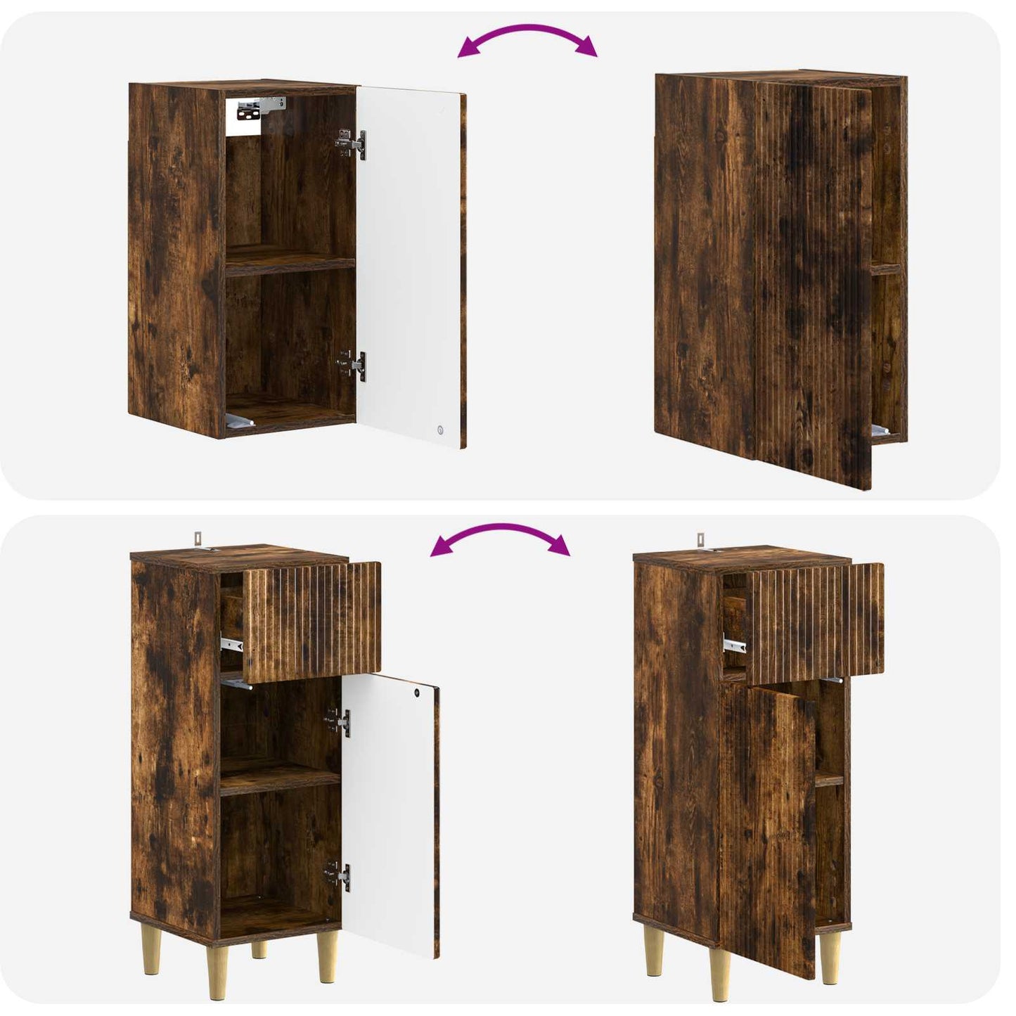 4 Piece Bathroom Cabinet Set ARNHEM Smoked Oak Engineered Wood