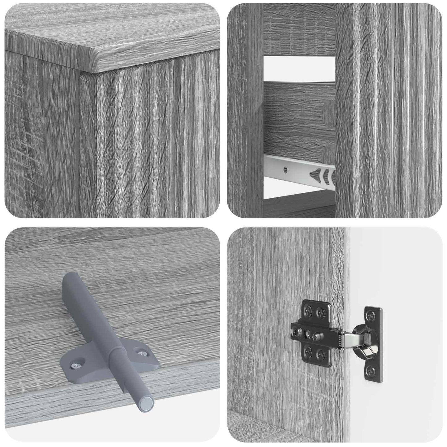 4 Piece Bathroom Cabinet Set ARNHEM Grey Sonoma Engineered Wood