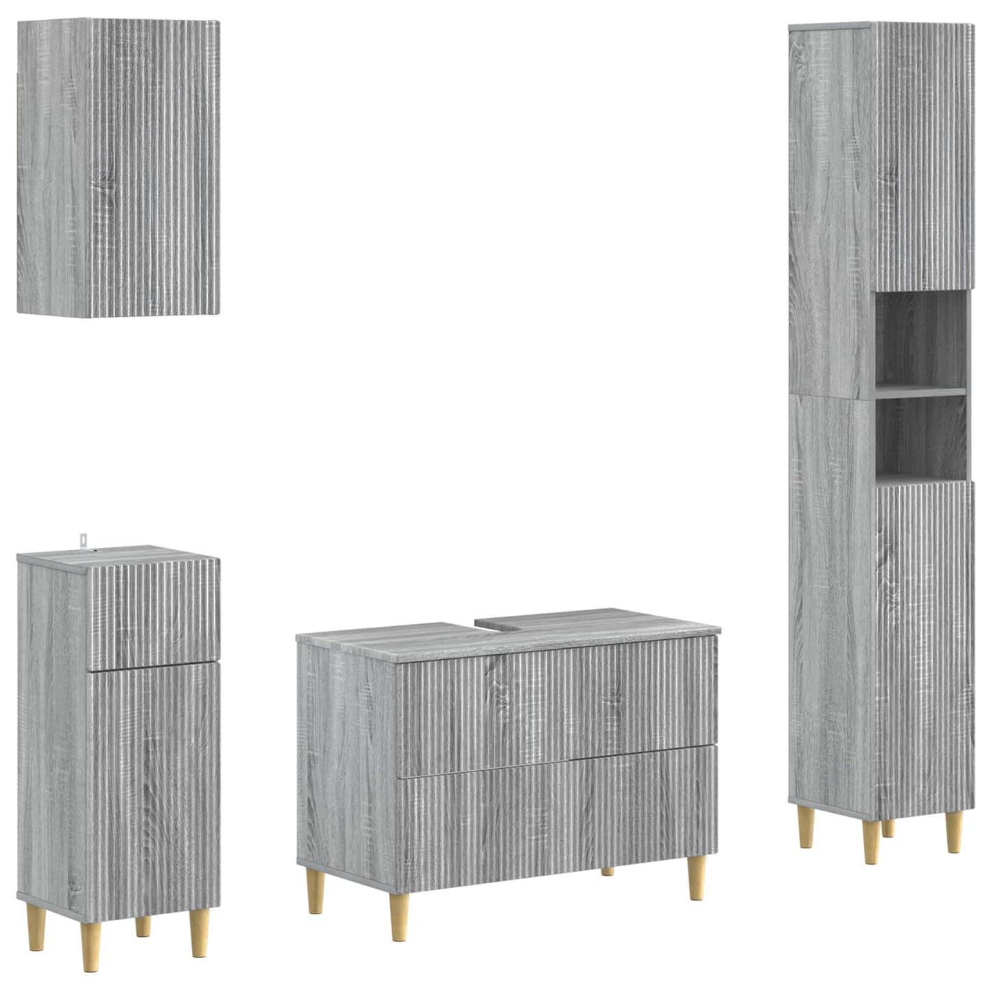 4 Piece Bathroom Cabinet Set ARNHEM Grey Sonoma Engineered Wood