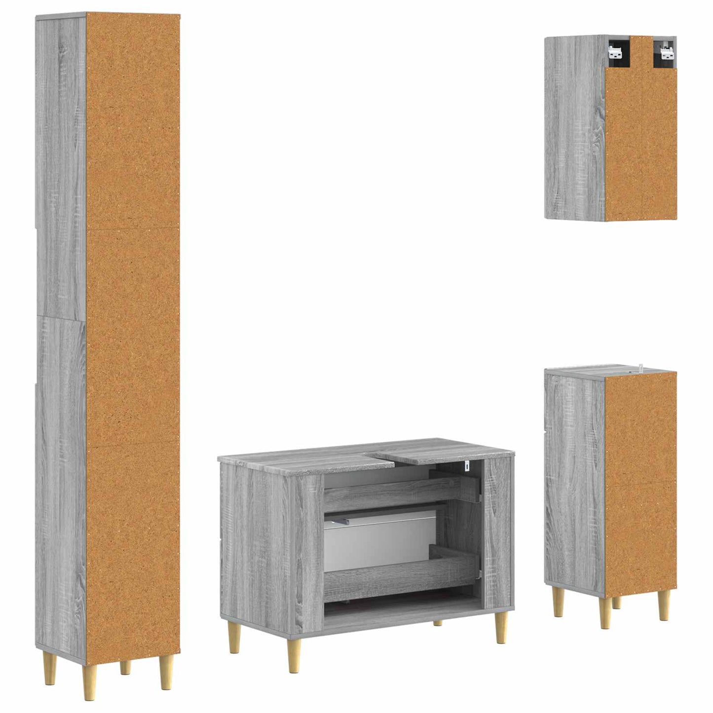 4 Piece Bathroom Cabinet Set ARNHEM Grey Sonoma Engineered Wood